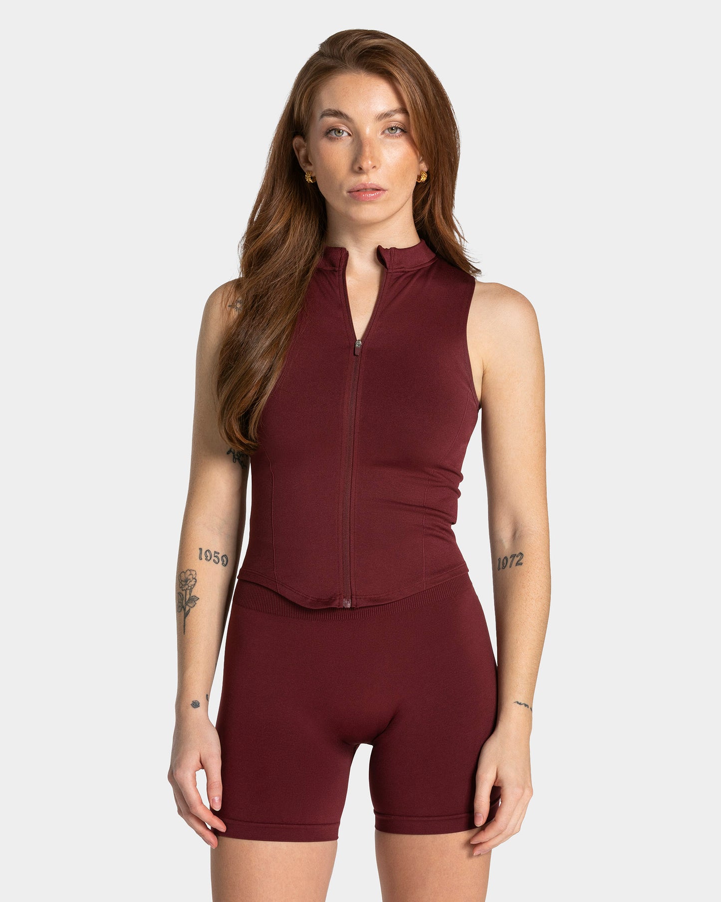 Camiseta sin mangas con cremallera Timeless Pro «burdeos»