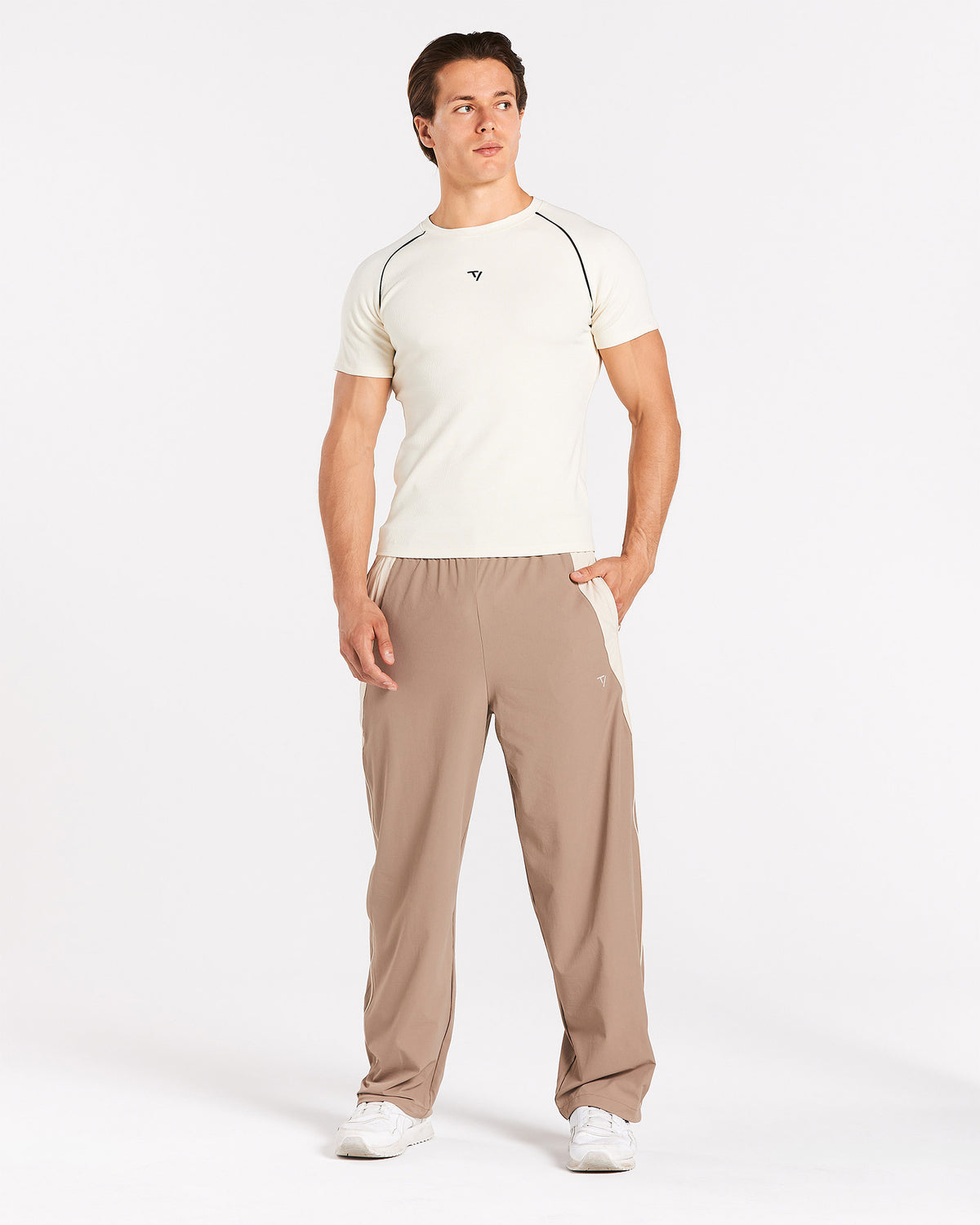 Camiseta Track Ribbed Piping «blanco roto»