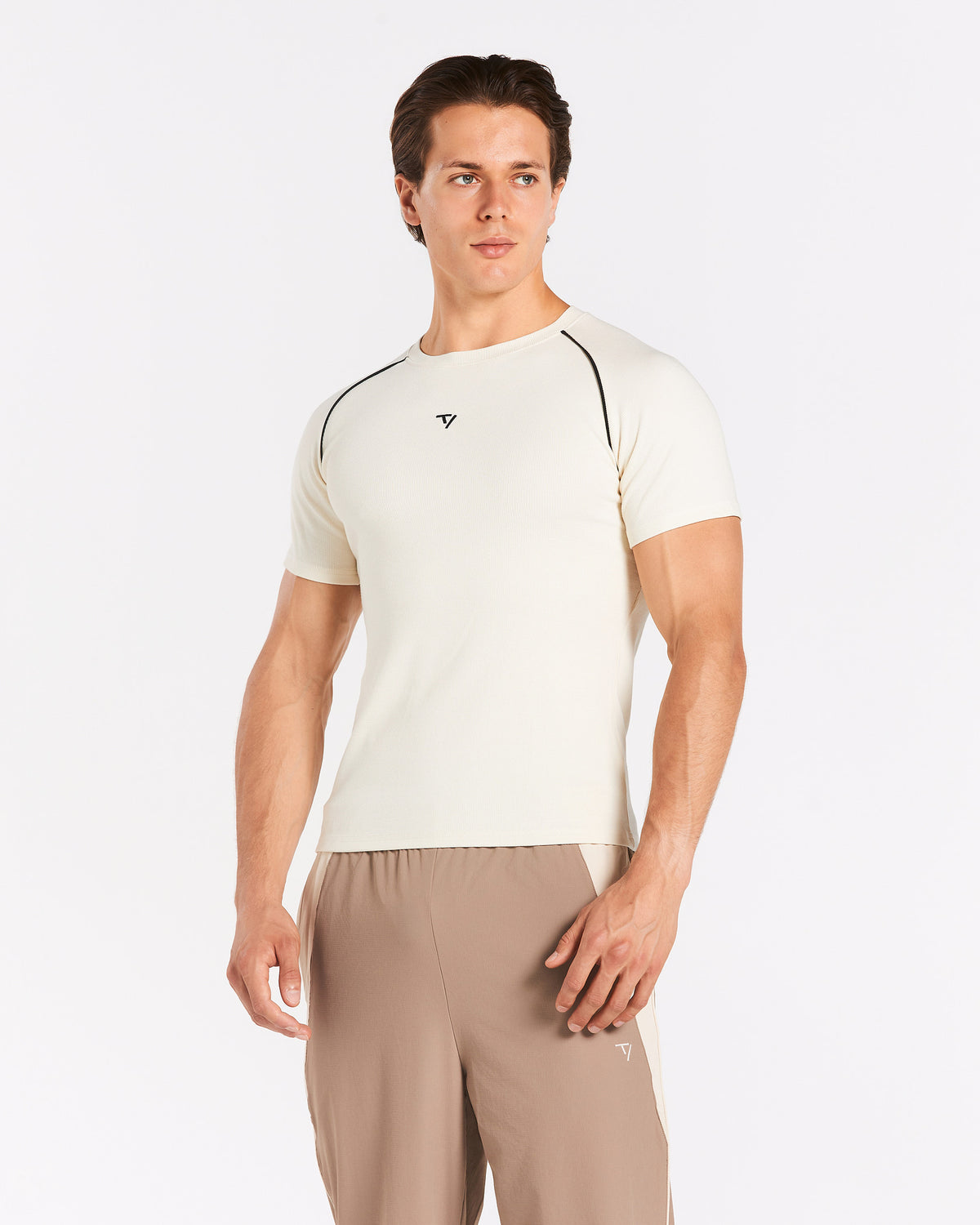 Camiseta Track Ribbed Piping «blanco roto»