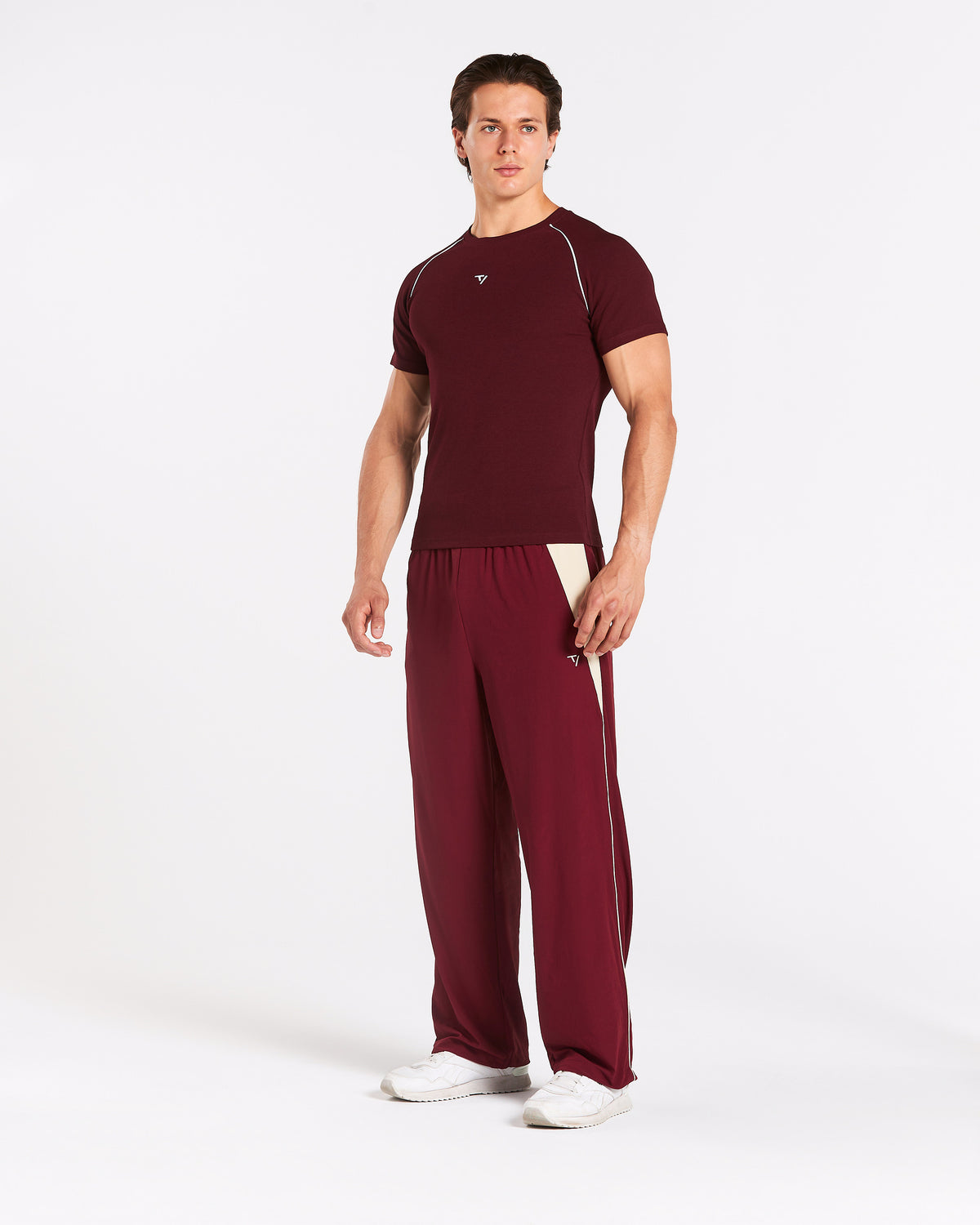 Track Ribbed Piping T-Shirt ‘Burgundy’