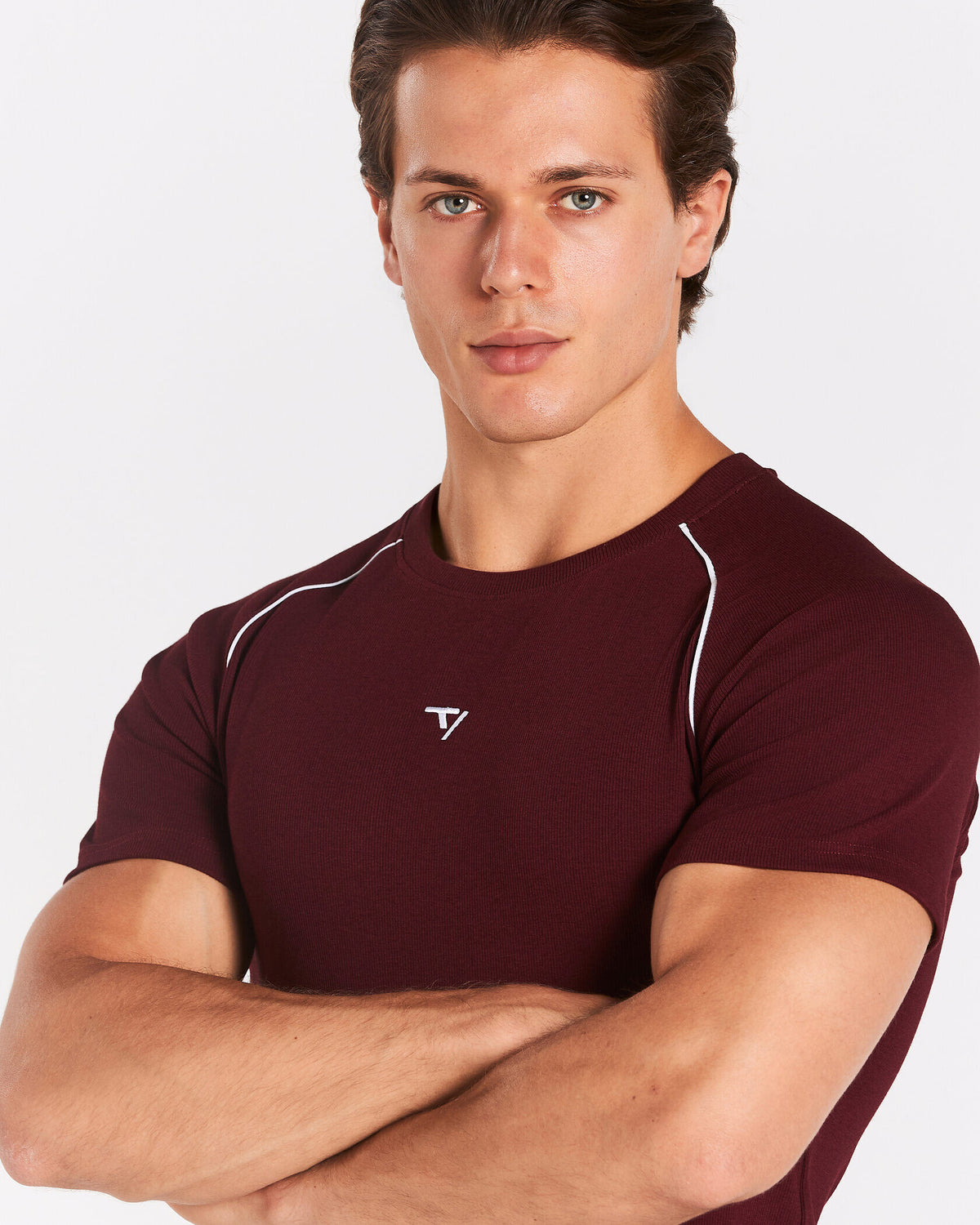 Track Ribbed Piping T-Shirt ‘Burgundy’
