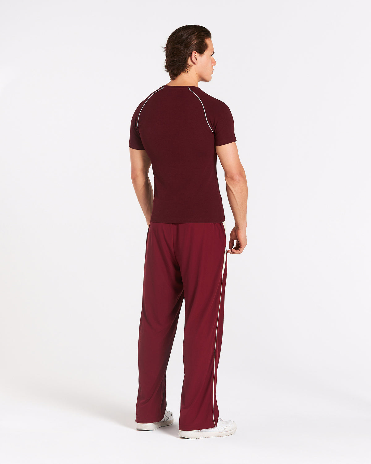 Track Ribbed Piping T-Shirt ‘Burgundy’