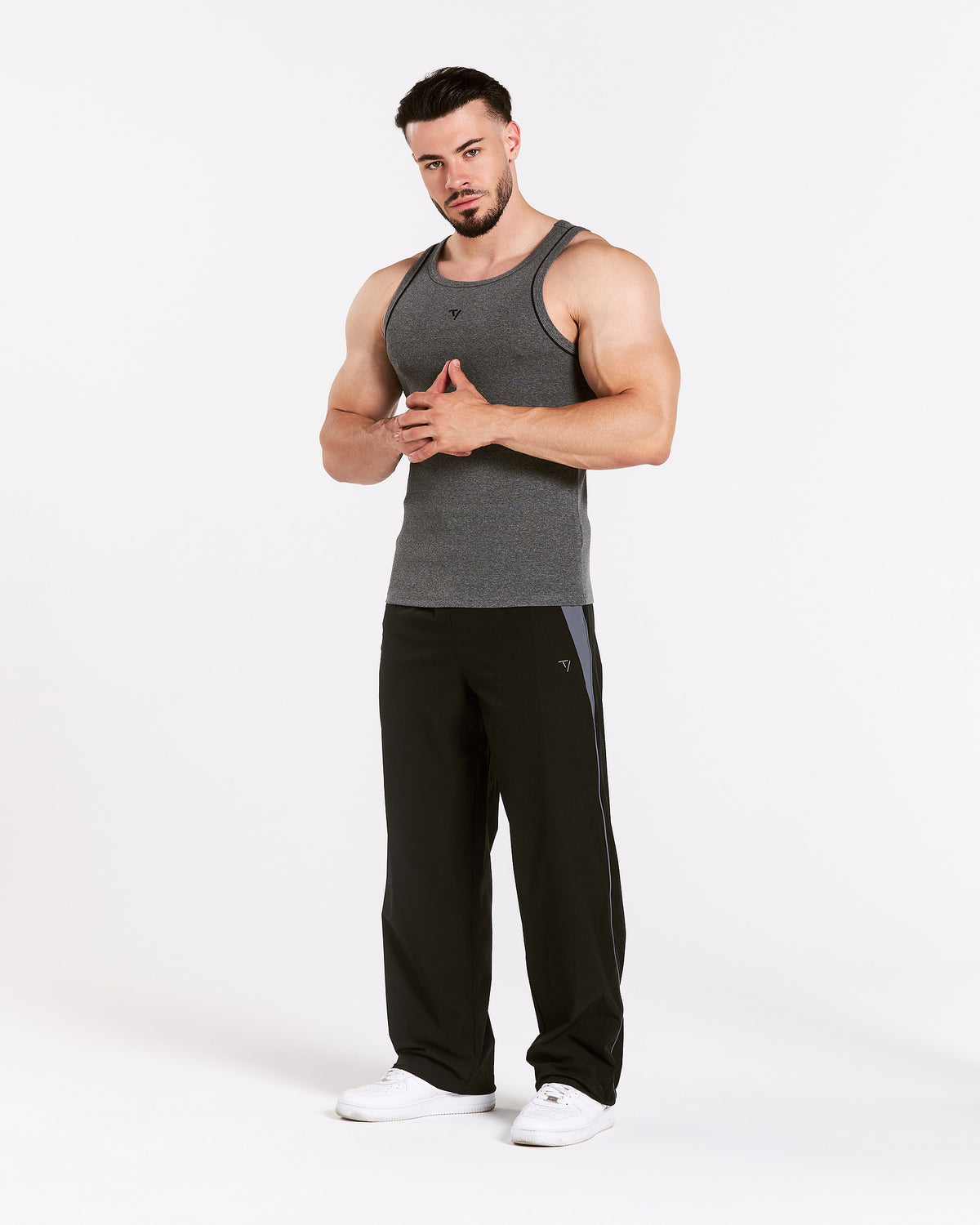 Track Ribbed Piping Tank ‘Dark Grey Marl’
