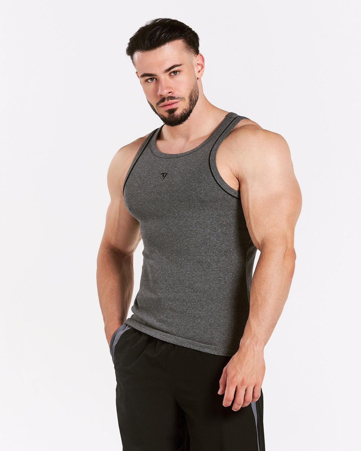 Track Ribbed Piping Tank ‘Dark Grey Marl’