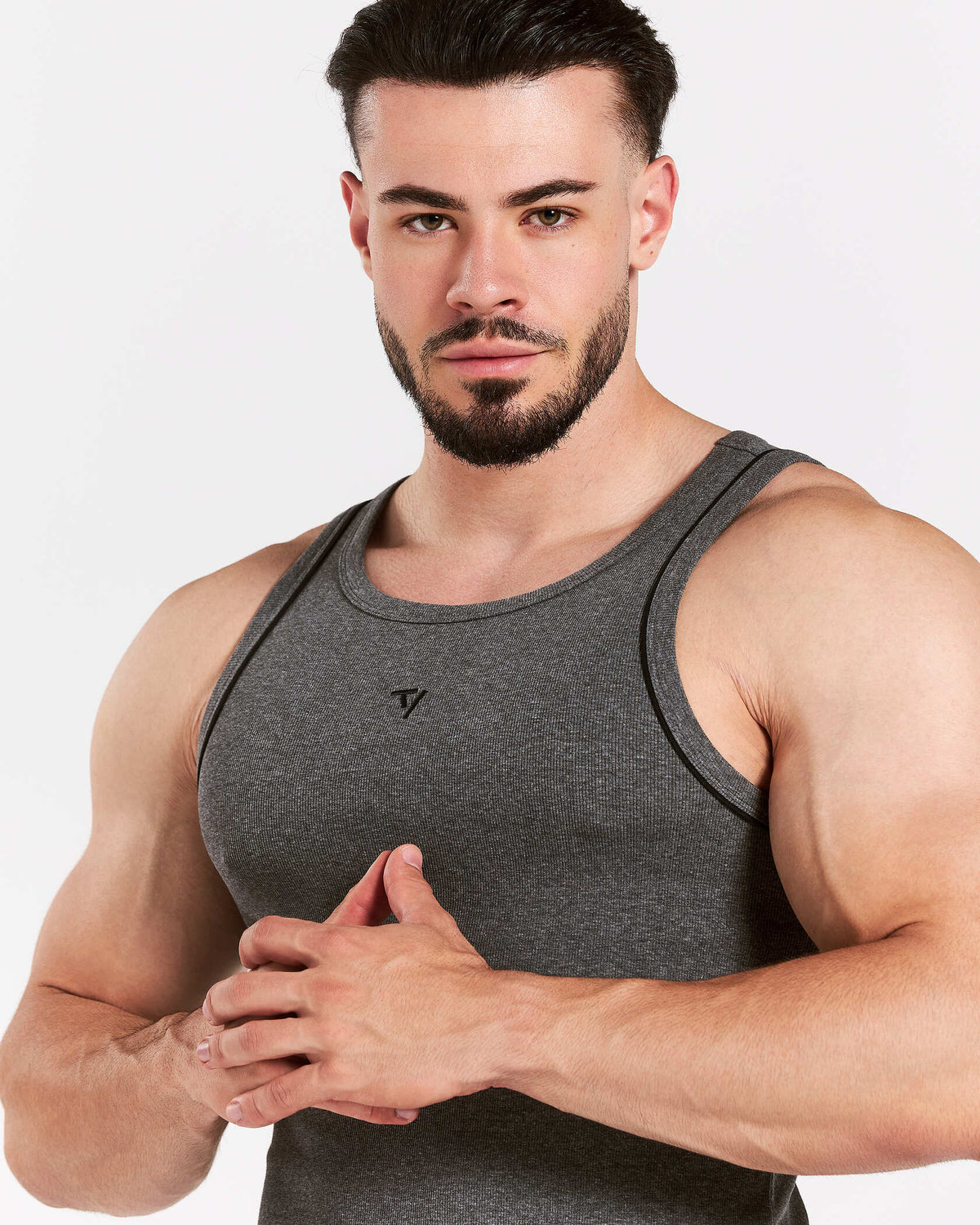 Track Ribbed Piping Tank ‘Dark Grey Marl’