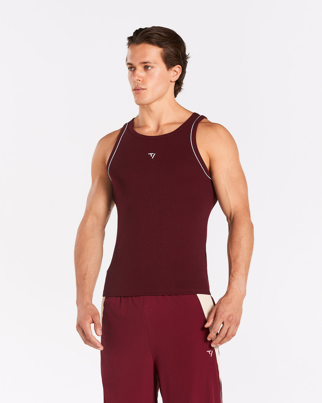 Track Ribbed Piping Tank ‘Burgundy’