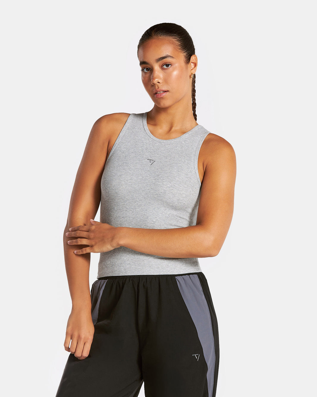 Track Ribbed Tank ‘Light Grey Marl’