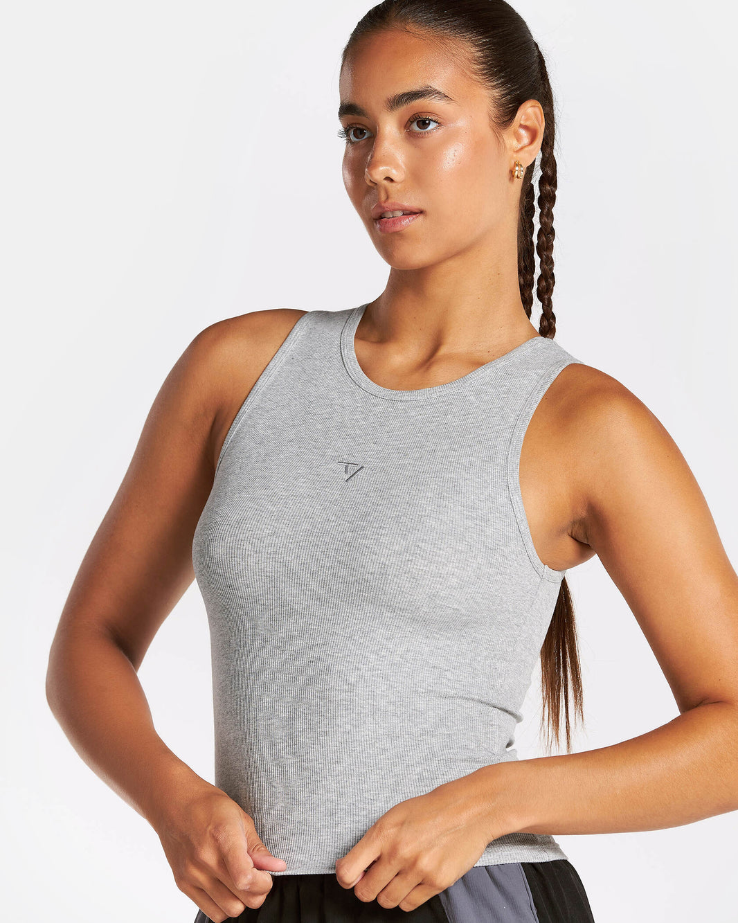 Track Ribbed Tank ‘Light Grey Marl’