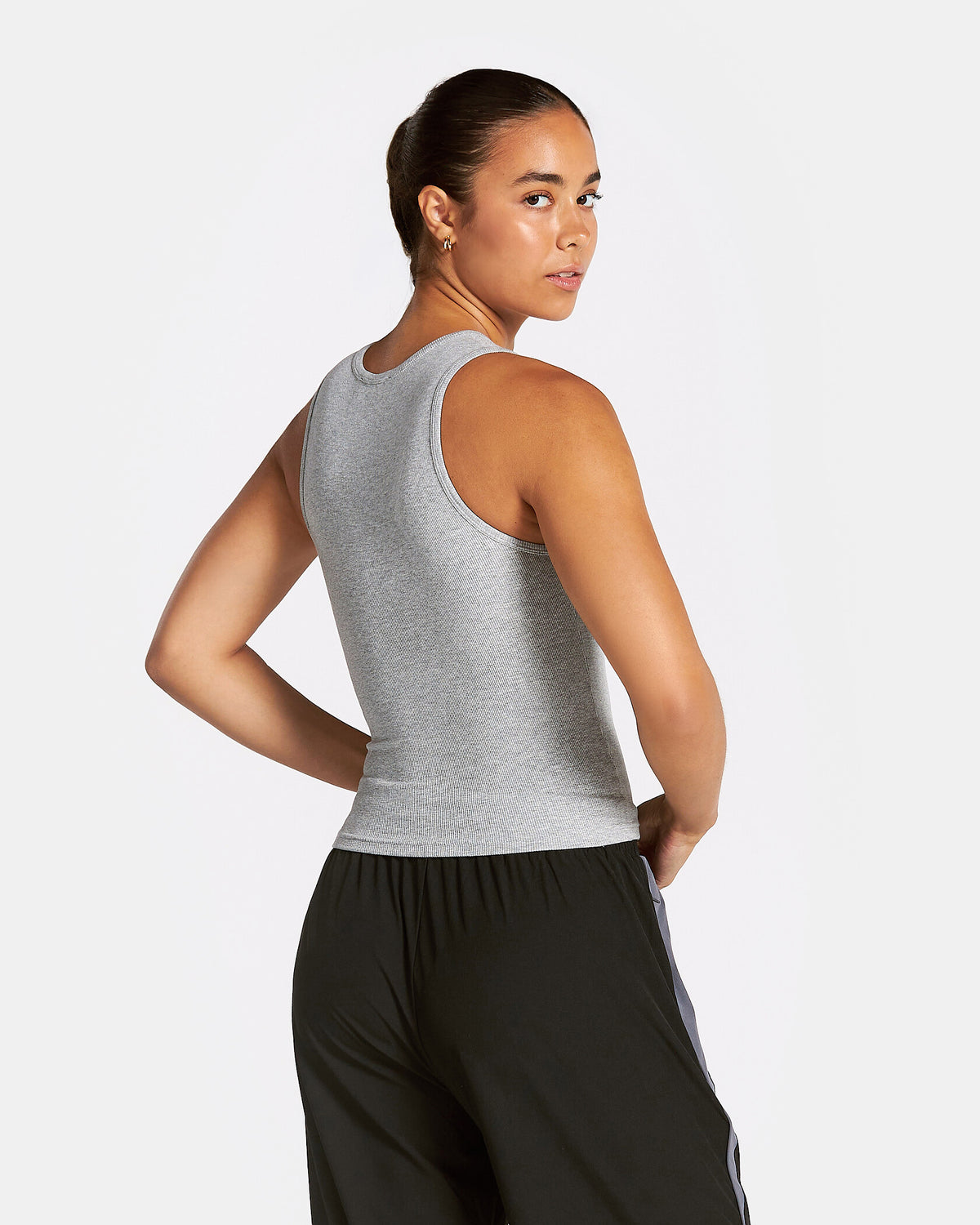 Track Ribbed Tank ‘Light Grey Marl’