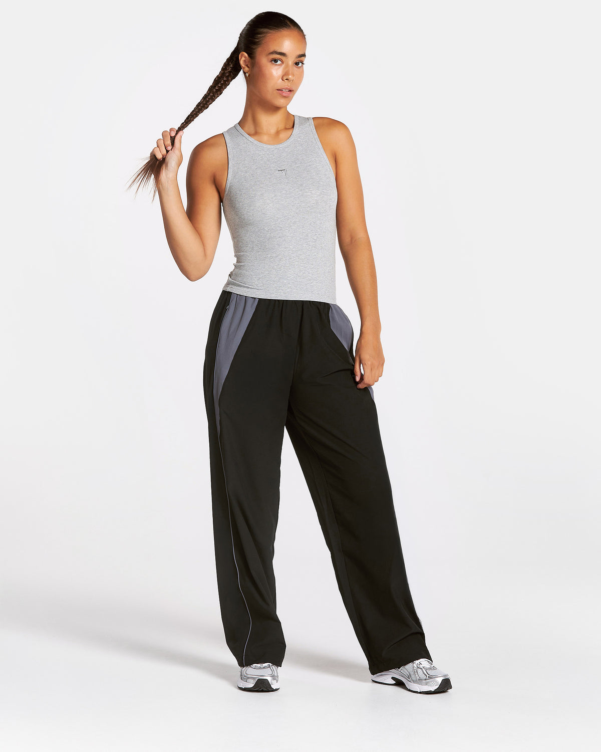 Track Ribbed Tank ‘Light Grey Marl’