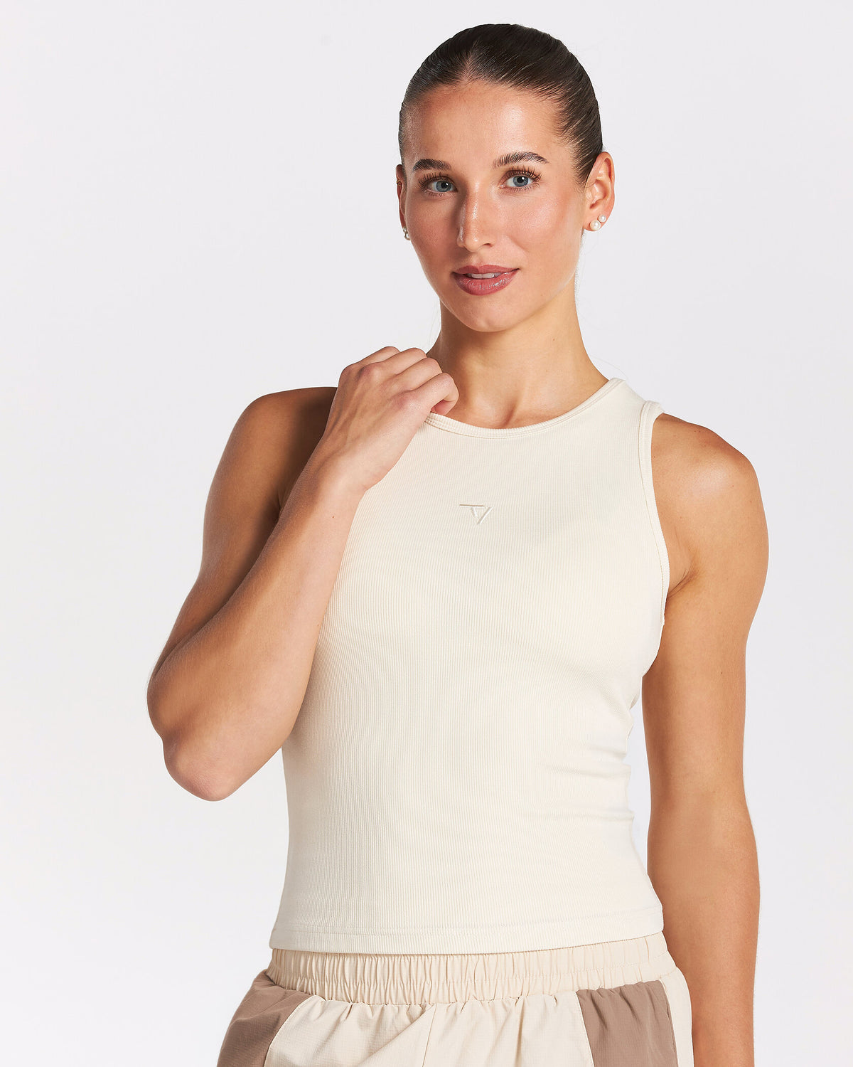 Camiseta sin mangas Track Ribbed «blanco roto»