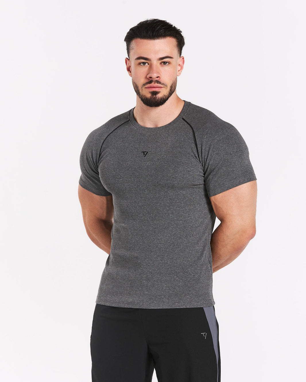 Track Ribbed Piping T-Shirt ‘Dark Grey Marl’