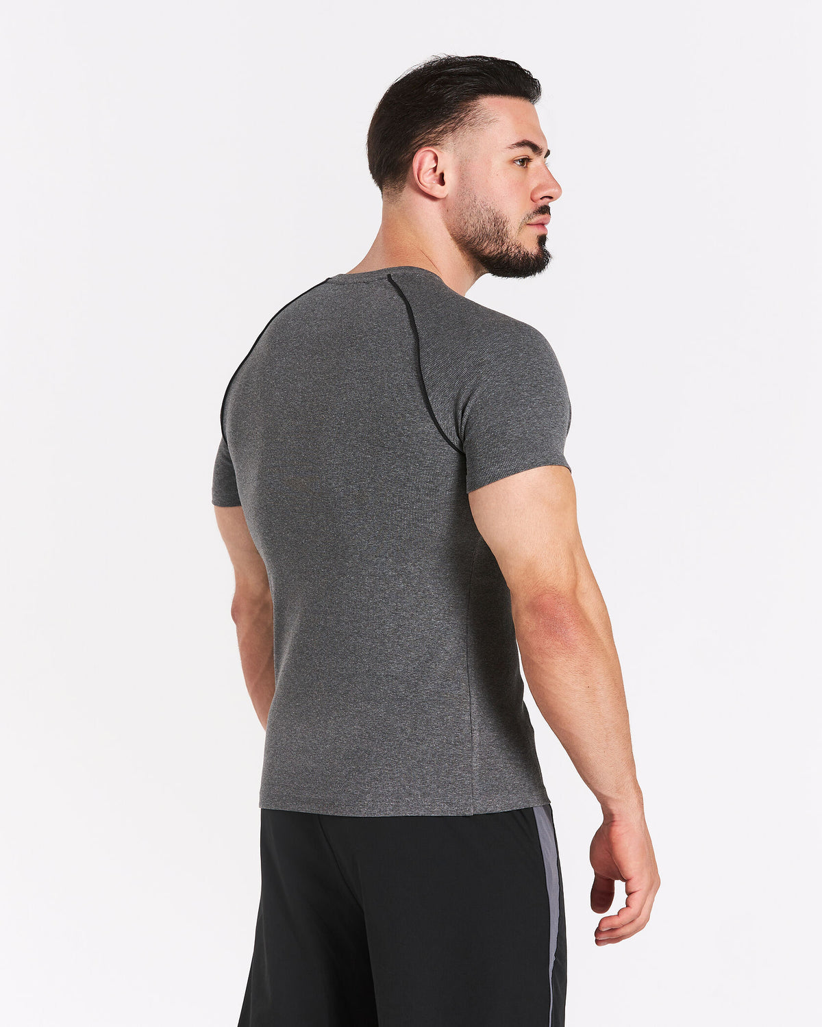 Track Ribbed Piping T-Shirt ‘Dark Grey Marl’