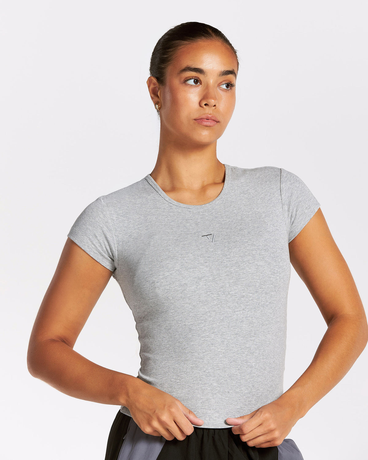 Track Ribbed T-Shirt ‘Light Grey Marl’