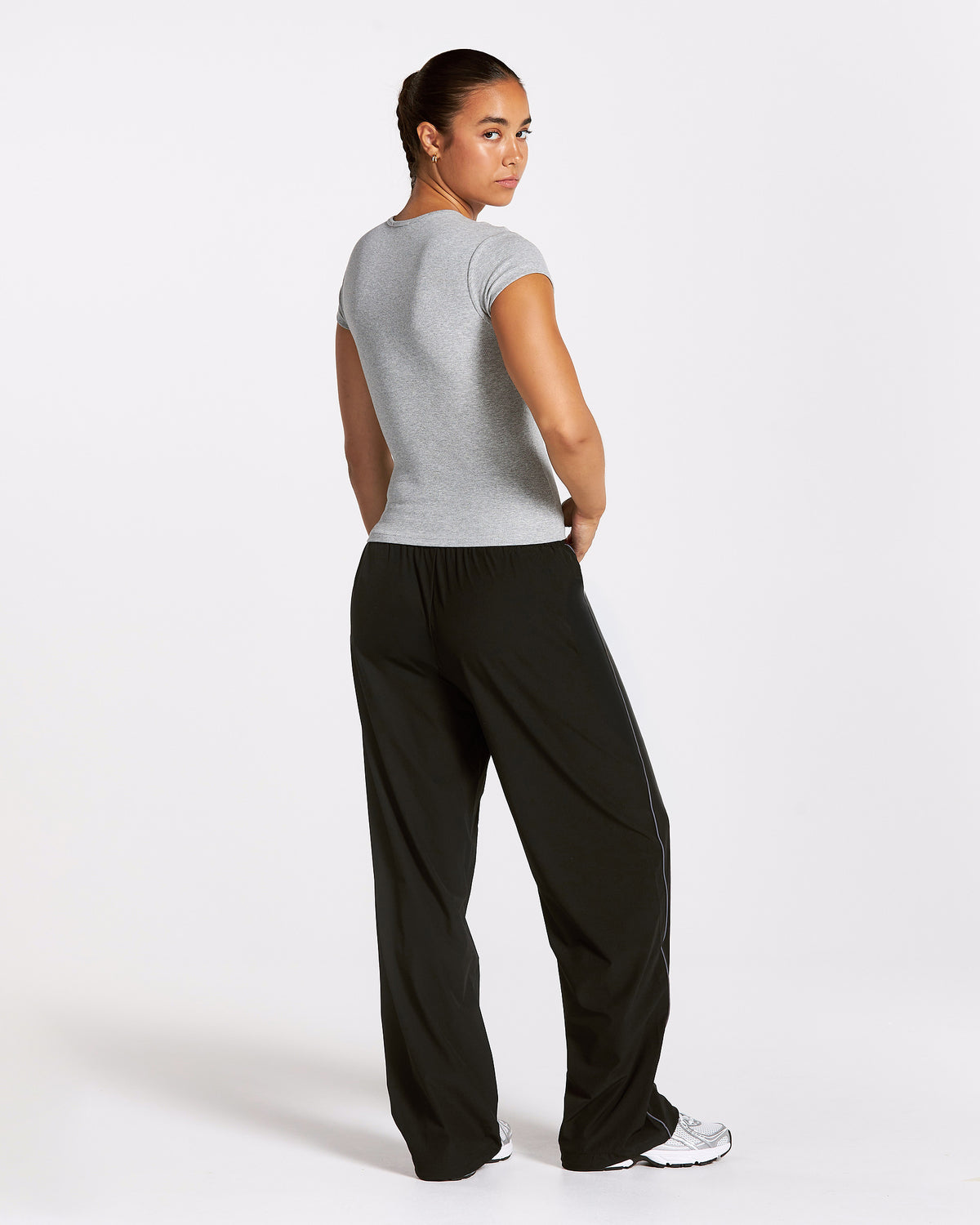 Track Ribbed T-Shirt ‘Light Grey Marl’