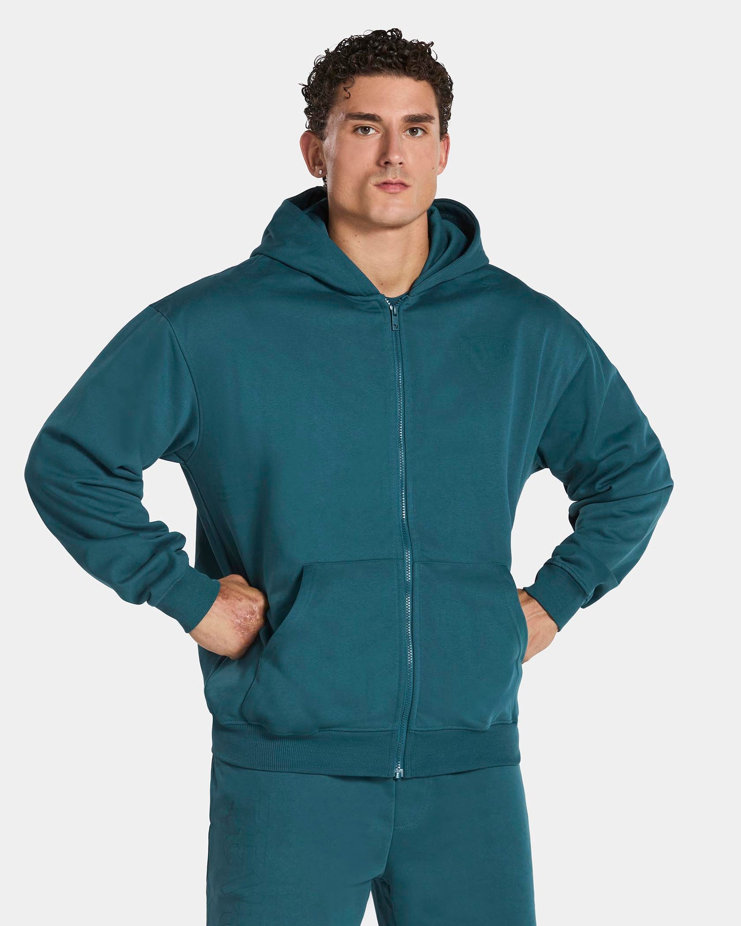 Felpa con cappuccio e zip Training "Teal"