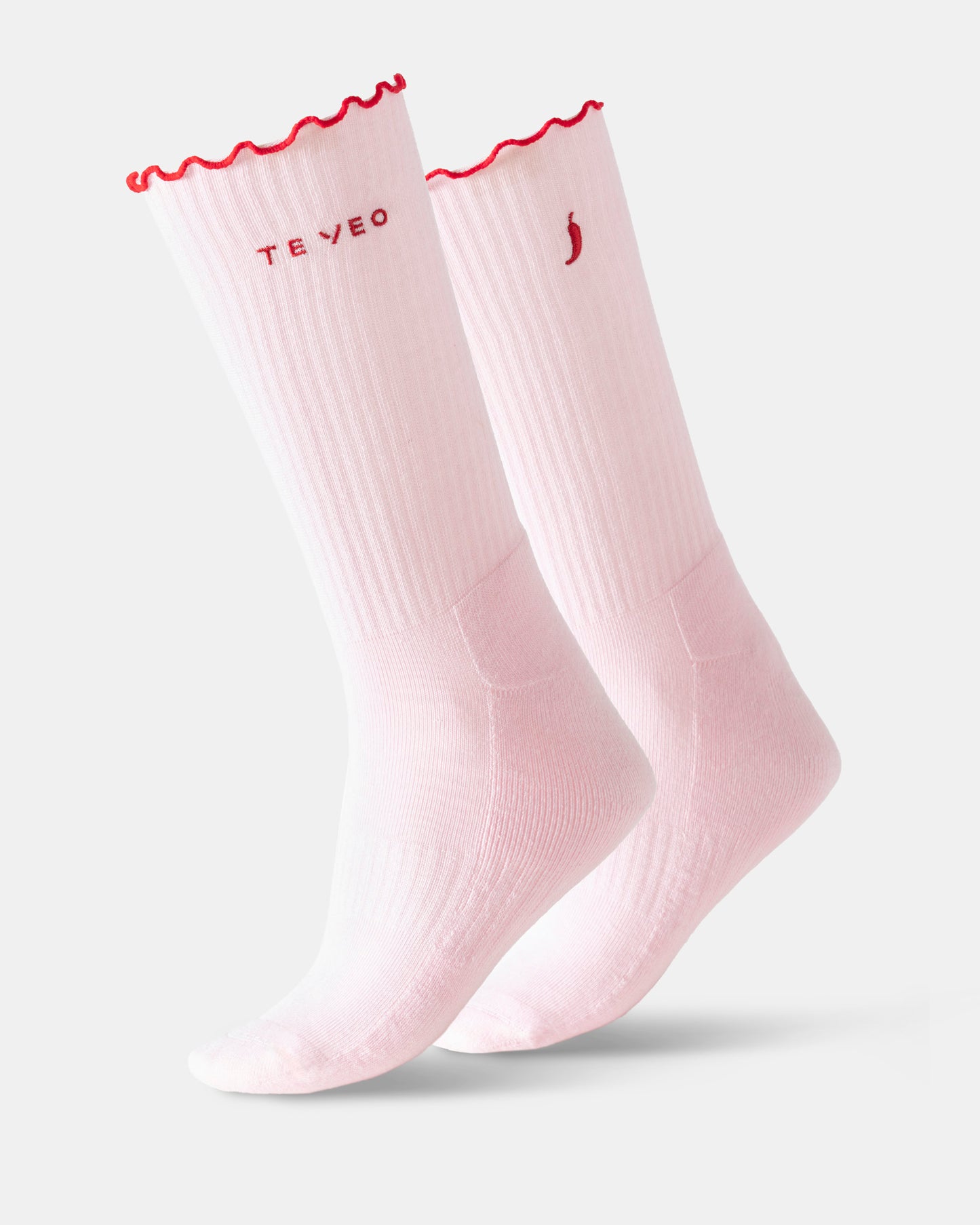 Valentine Ruffle Socks (2-Pack) ‘Chili – Light Pink/Chili – White’