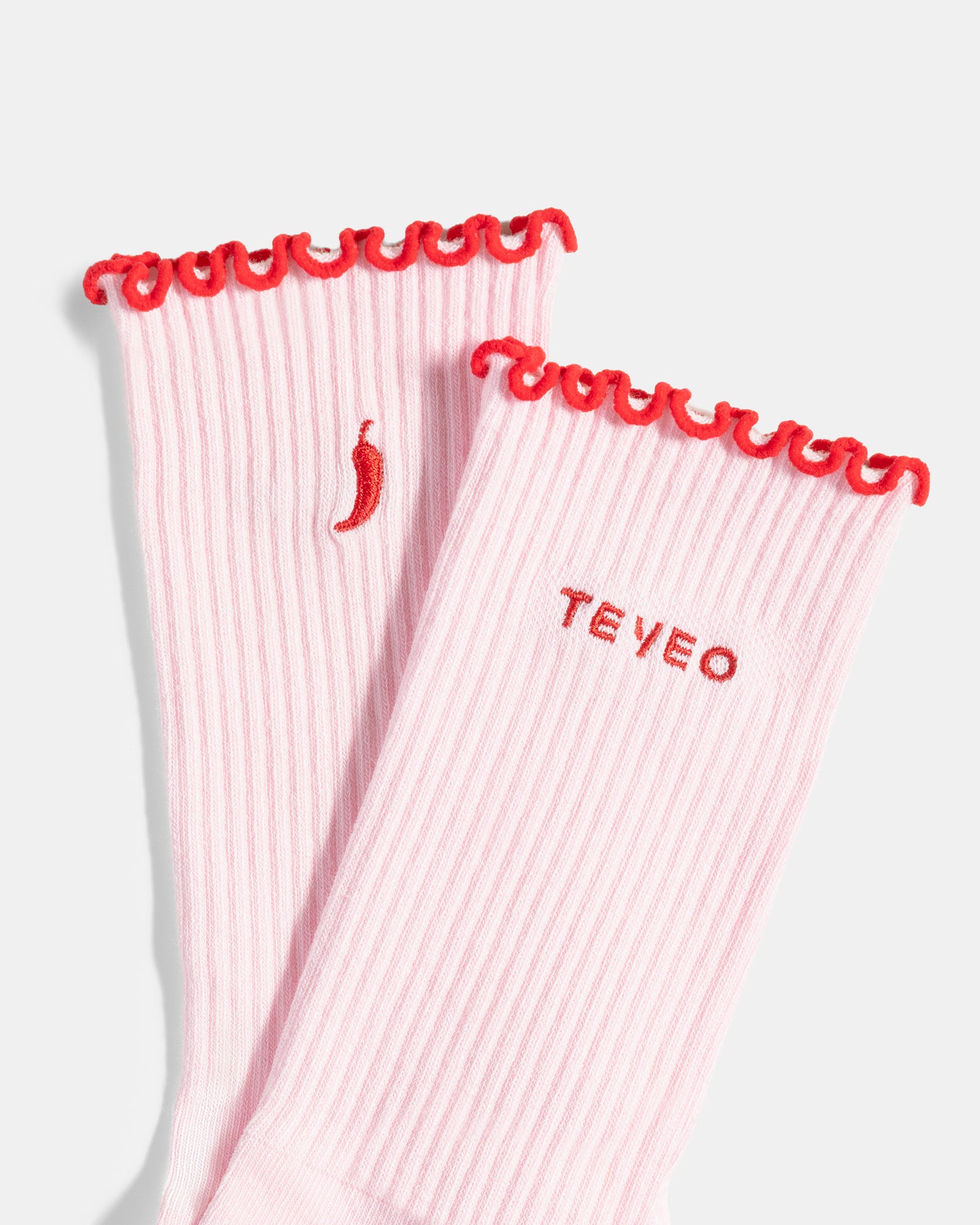 Valentine Ruffle Socks (2-Pack) ‘Chili – Light Pink/Chili – White’