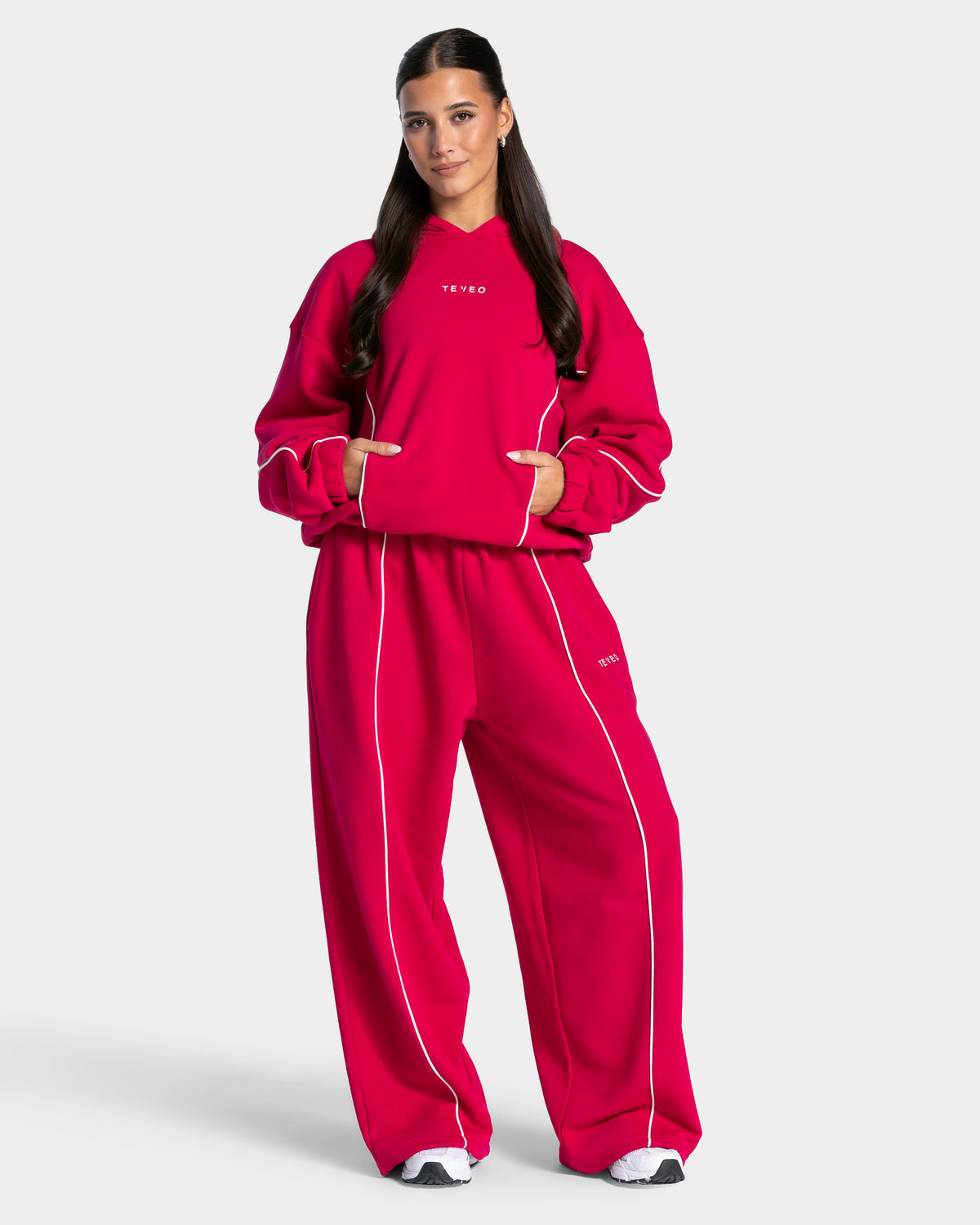 Contrastline Hooded Sweater ‘Raspberry’