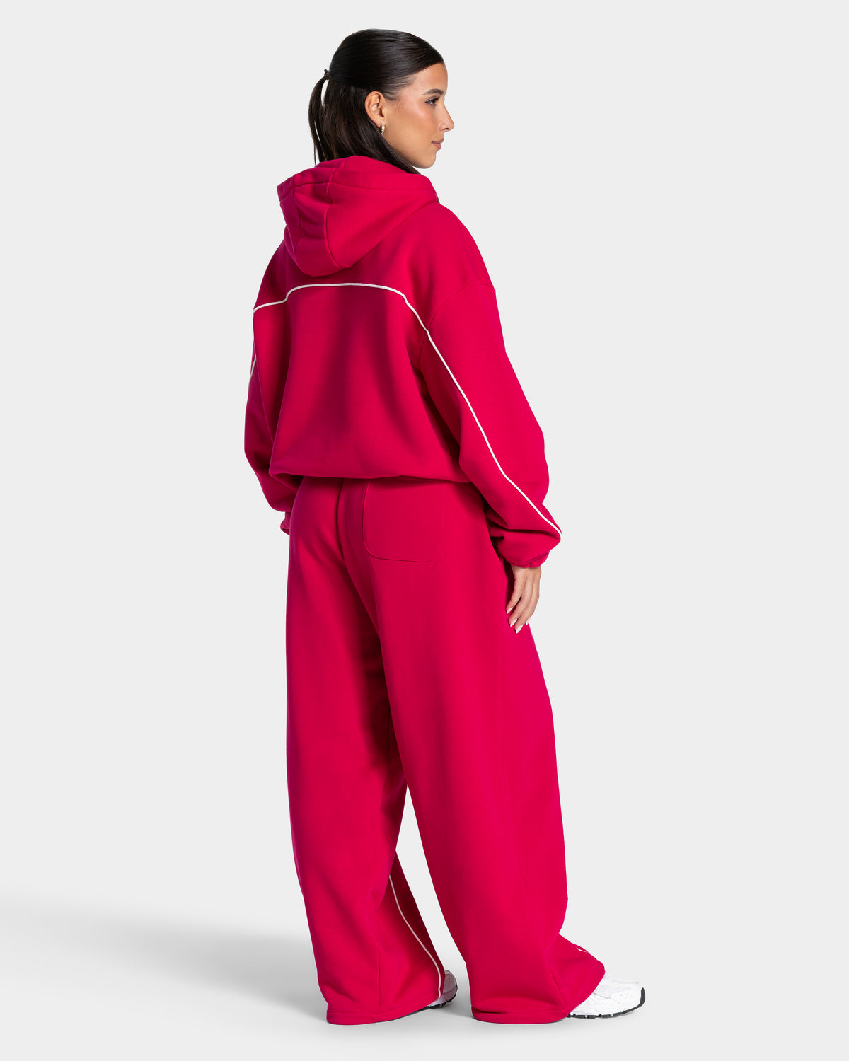Contrastline Hooded Sweater ‘Raspberry’