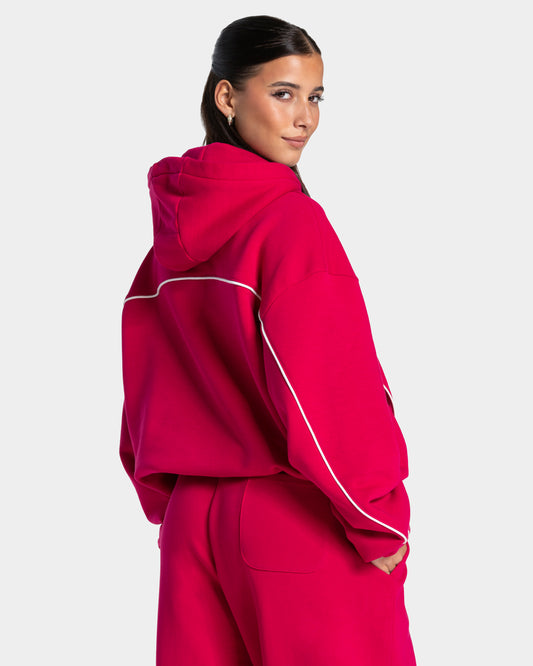Contrastline Hooded Sweater ‘Raspberry’