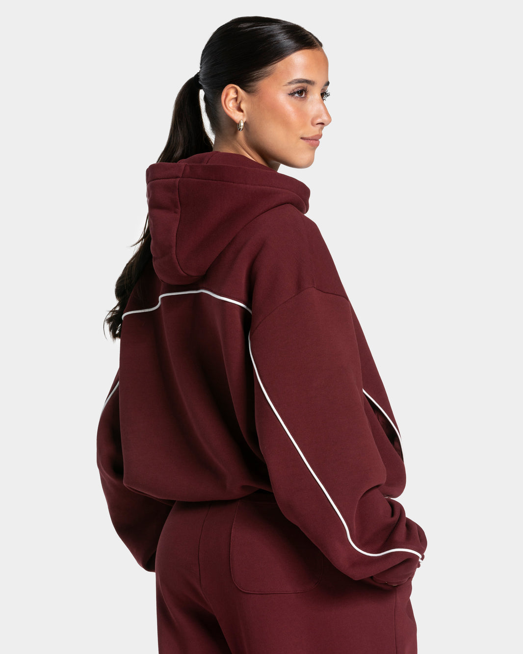 Contrastline Hooded Sweater ‘Burgundy’