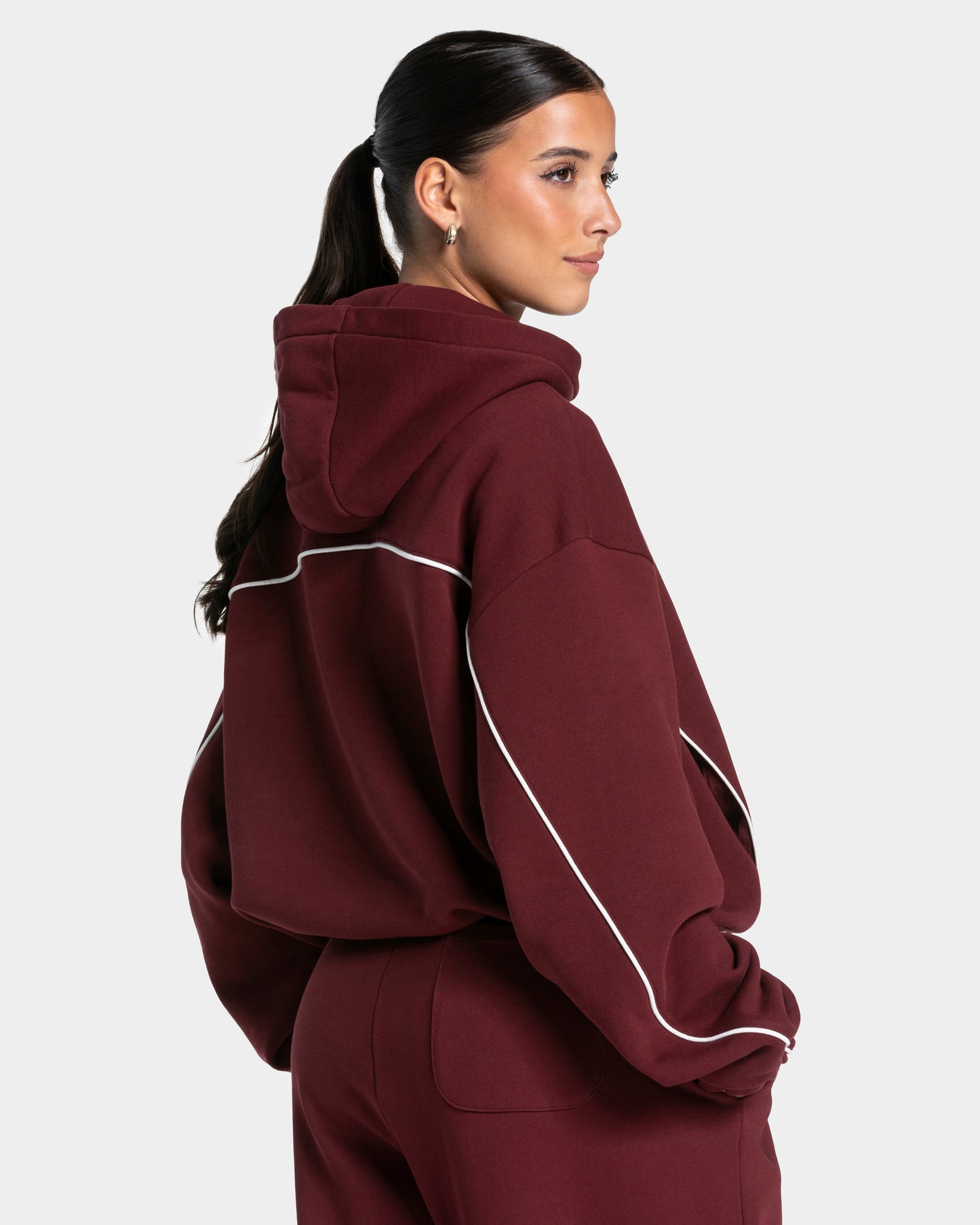 Contrastline Hooded Sweater ‘Burgundy’