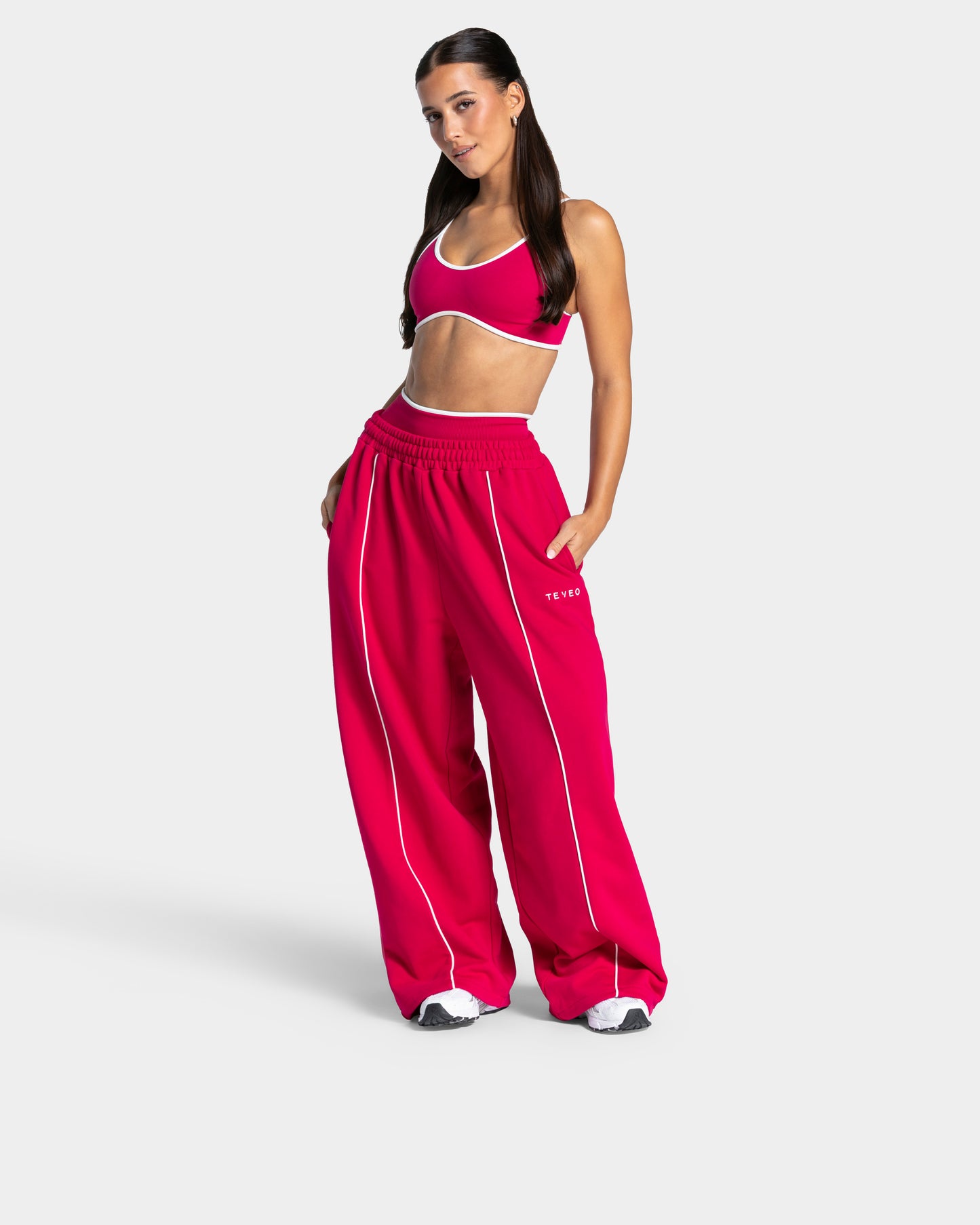 Pantalon de jogging Wide Leg Contrastline « Raspberry »
