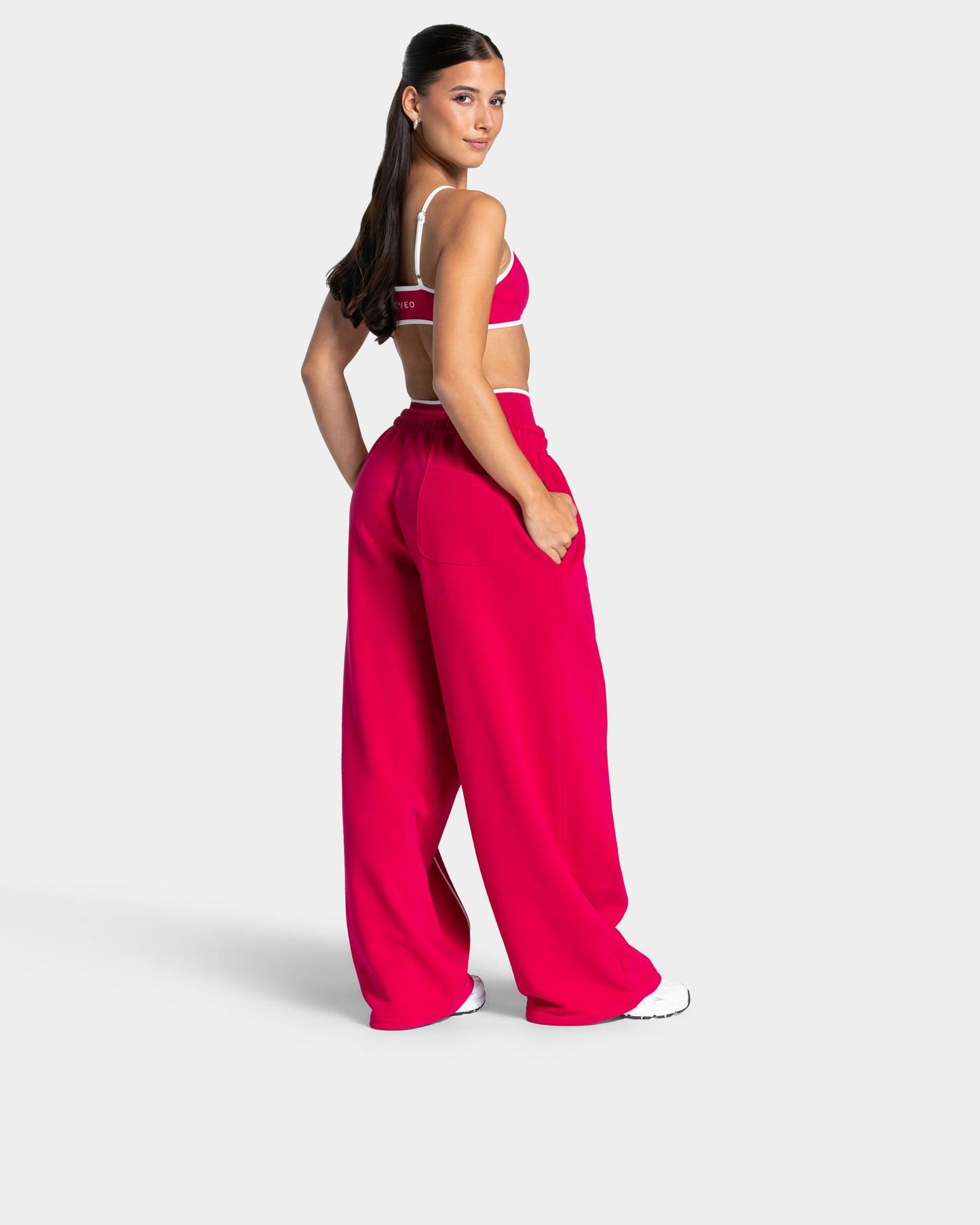 Pantalon de jogging Wide Leg Contrastline « Raspberry »