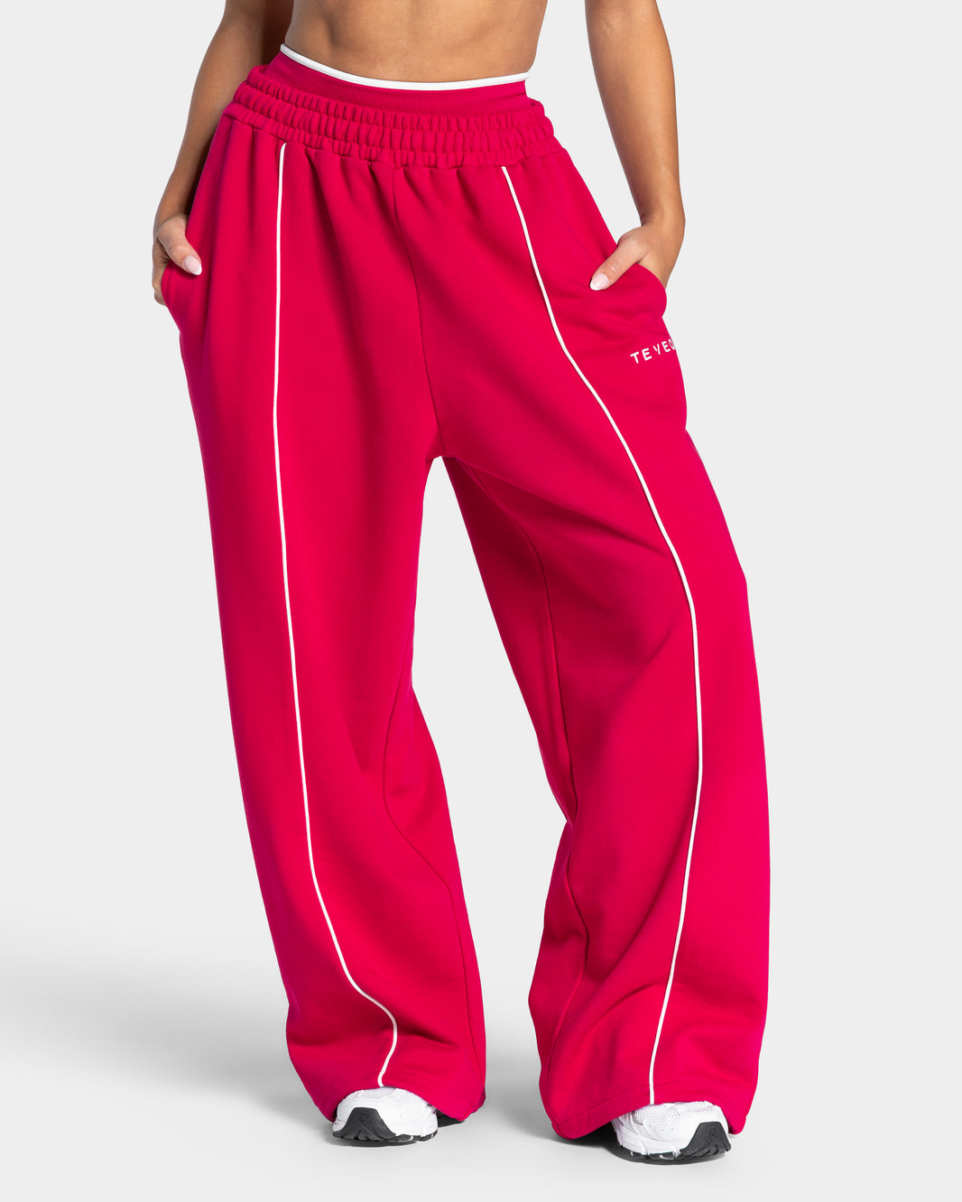 Joggers Wide Leg Contrastline "Lampone"