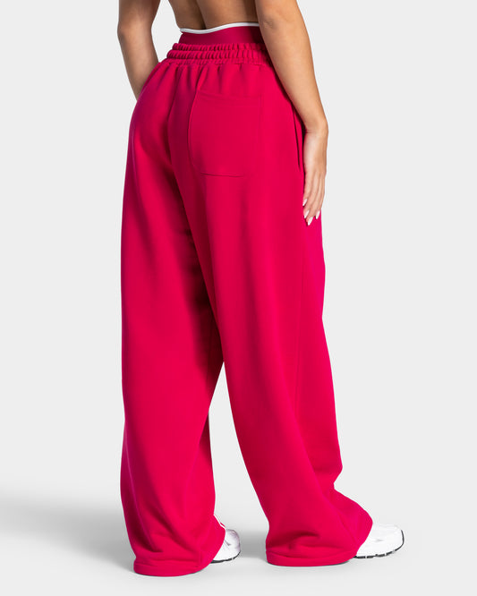 Contrastline Wide Leg Joggers ‘Raspberry’