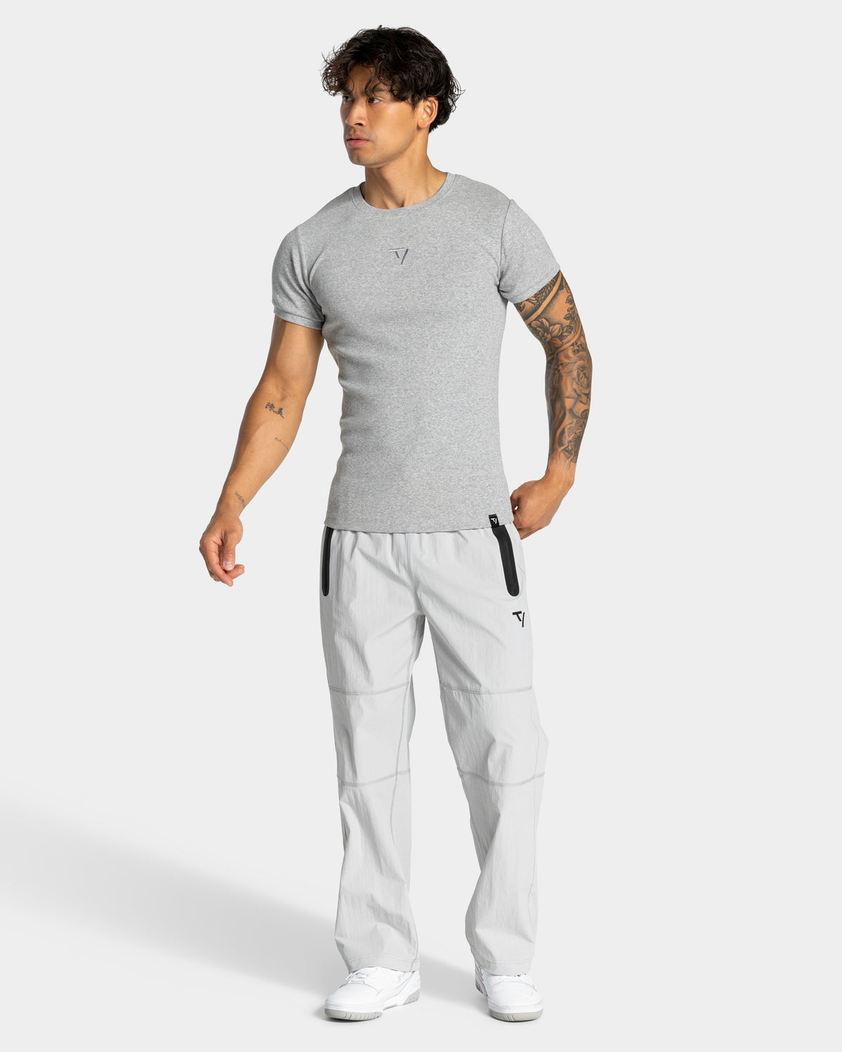 Workout Ribbed T-Shirt ‘Light Grey’