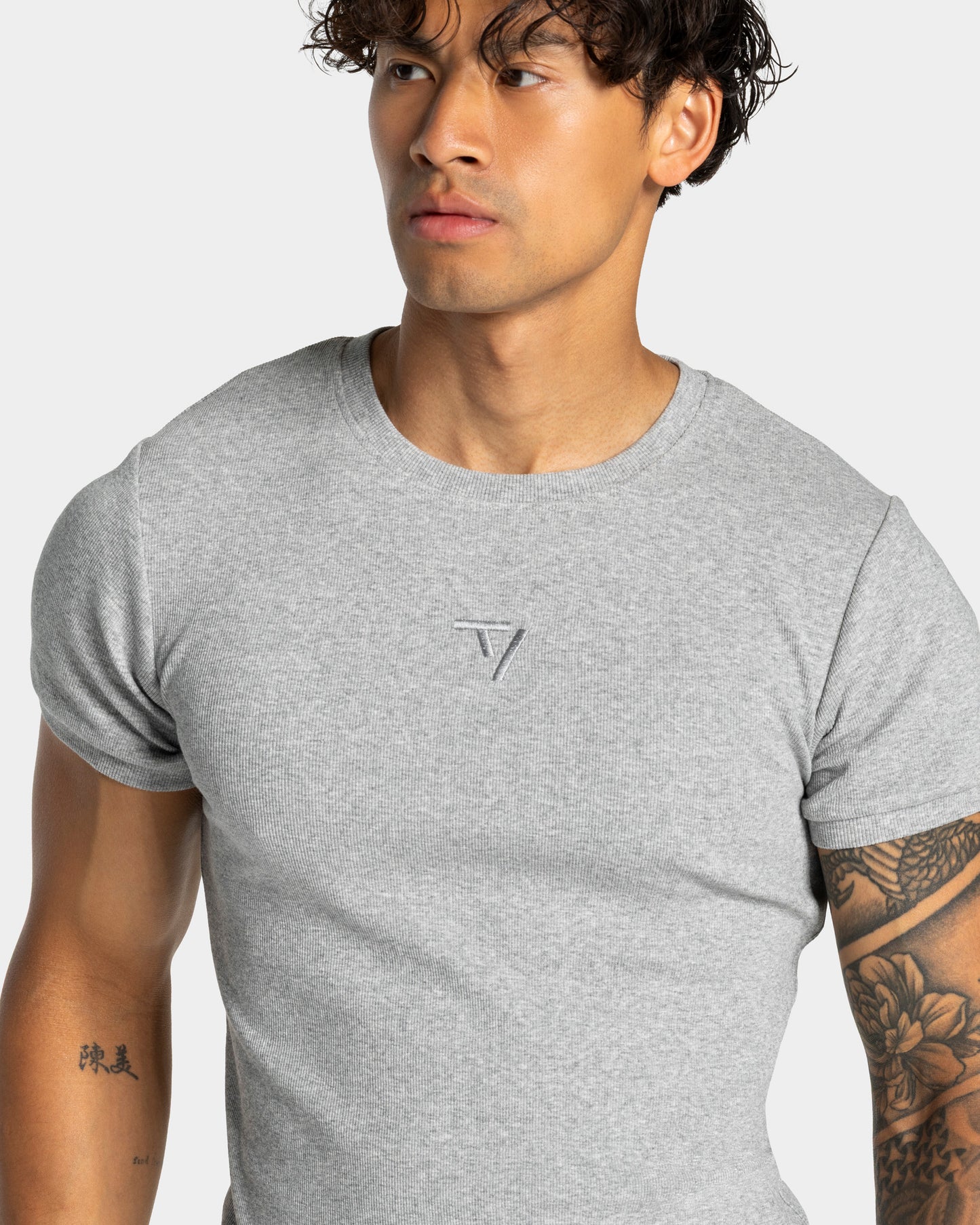 Workout Ribbed T-Shirt ‘Light Grey’