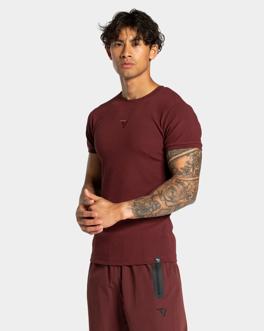 Workout Ribbed T-Shirt ‘Merlot’