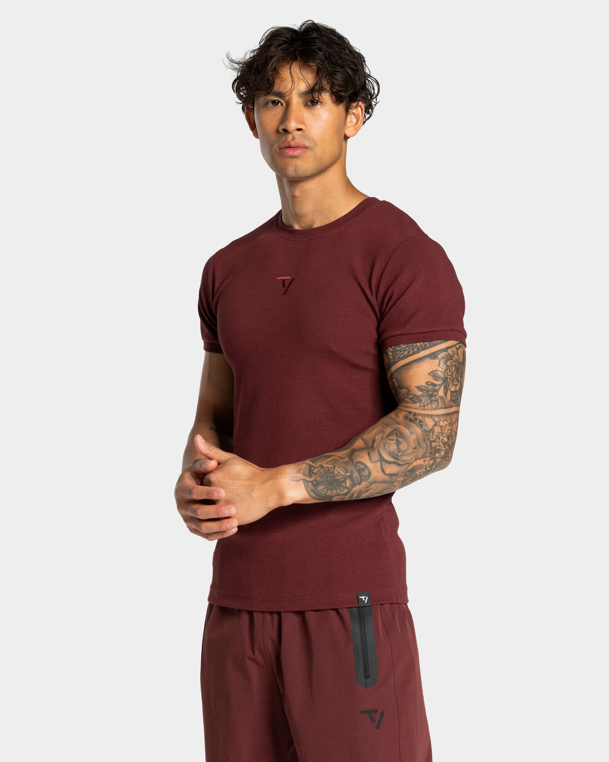 Workout Ribbed T-Shirt ‘Merlot’