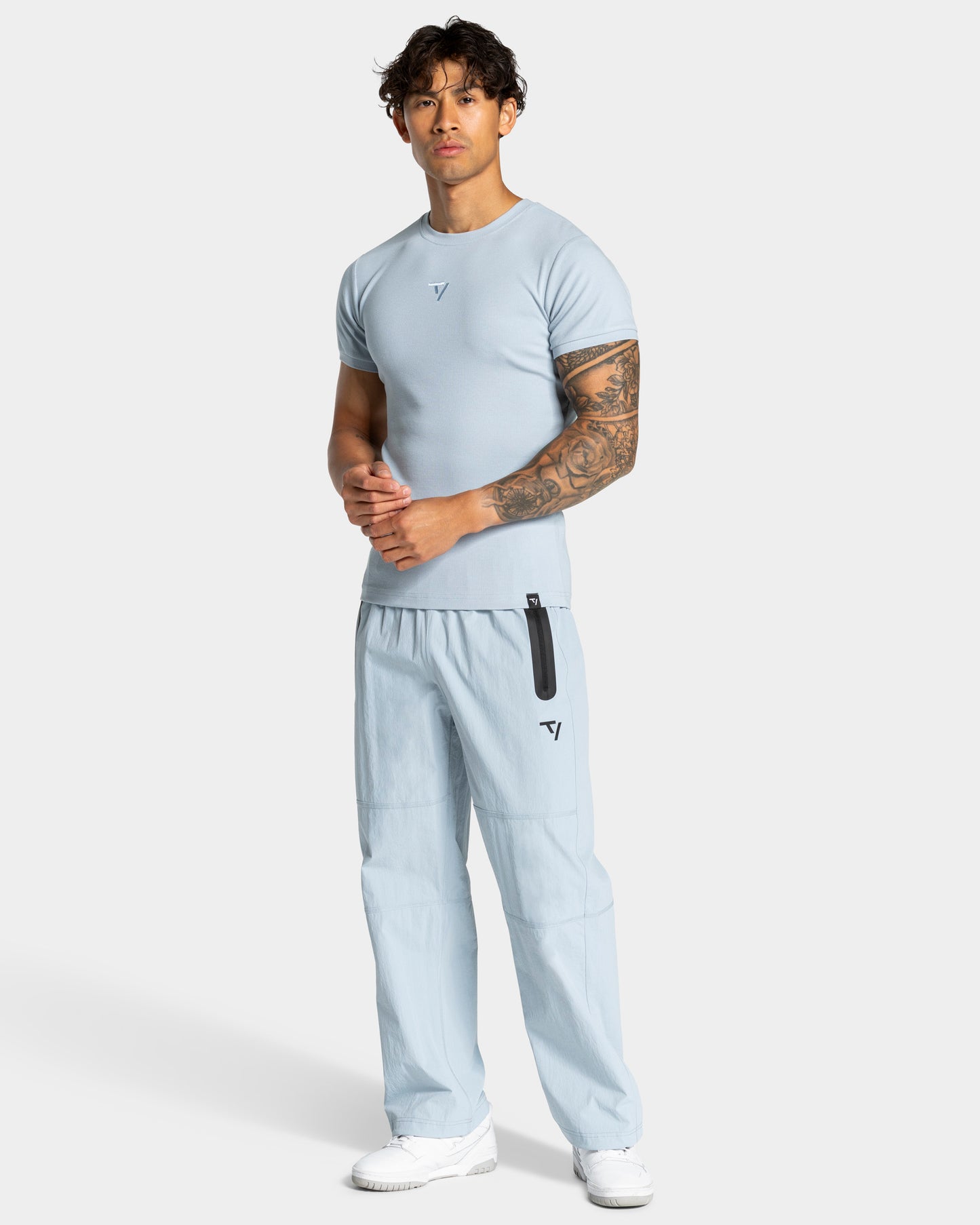 T-shirt Workout Ribbed “Blu Acciaio"