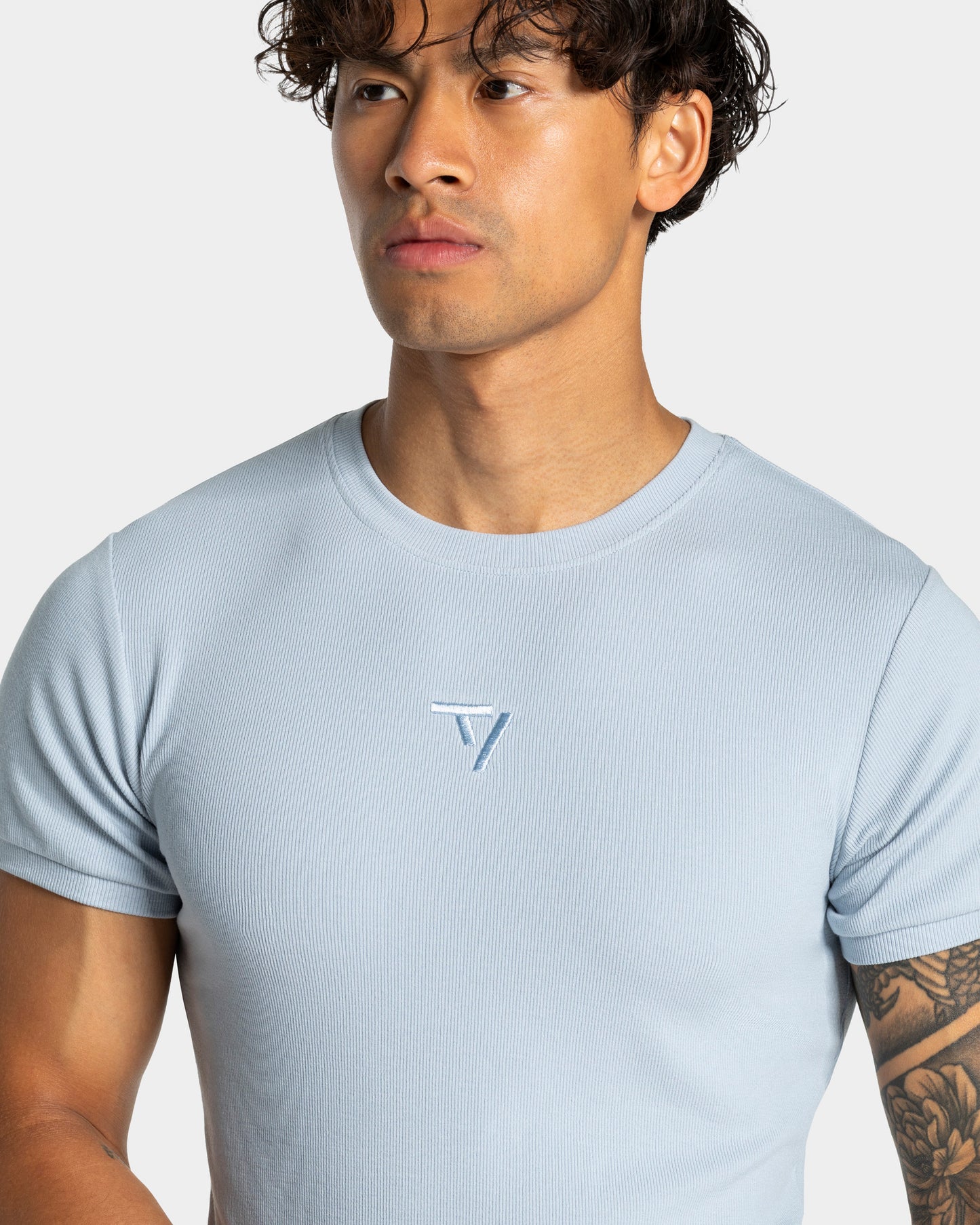 T-shirt Workout Ribbed “Blu Acciaio"