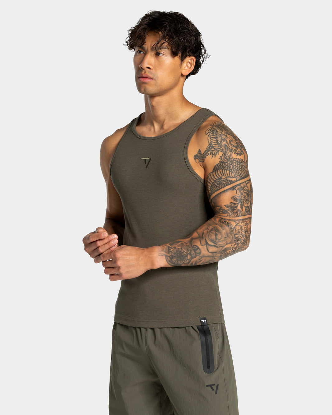 Workout Ribbed Tank Top ‘Olive’