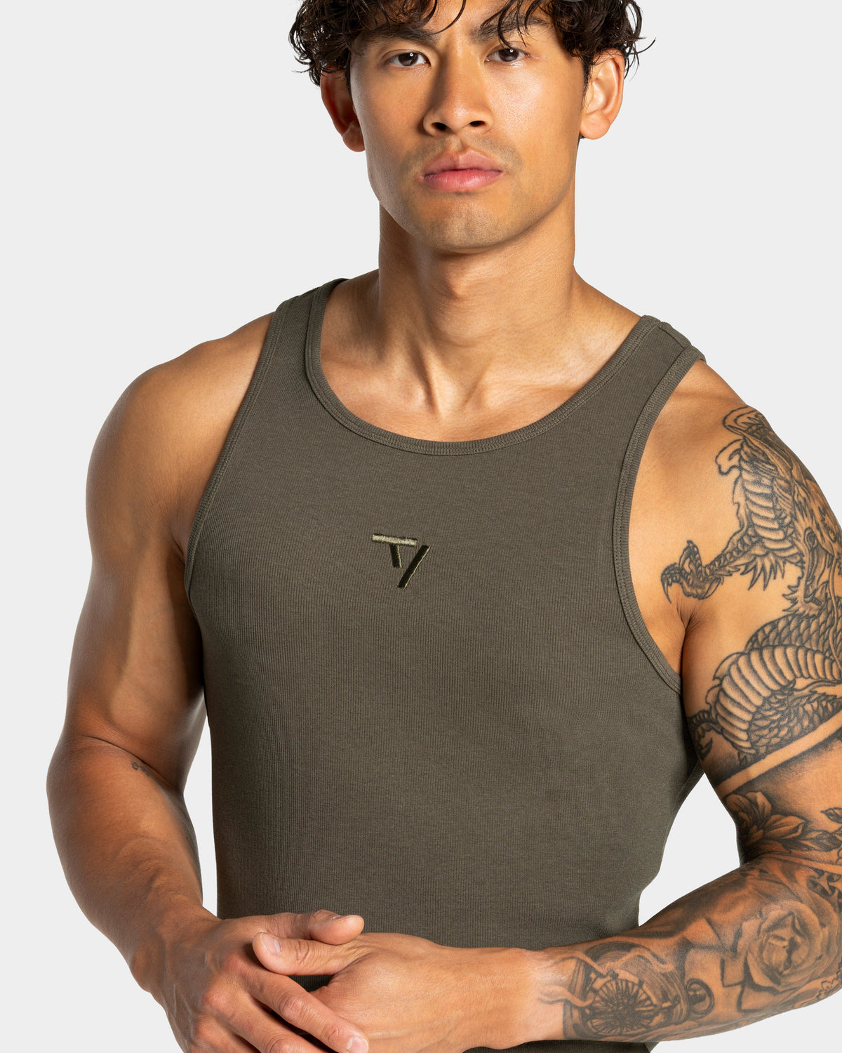 Workout Ribbed Tank Top ‘Olive’