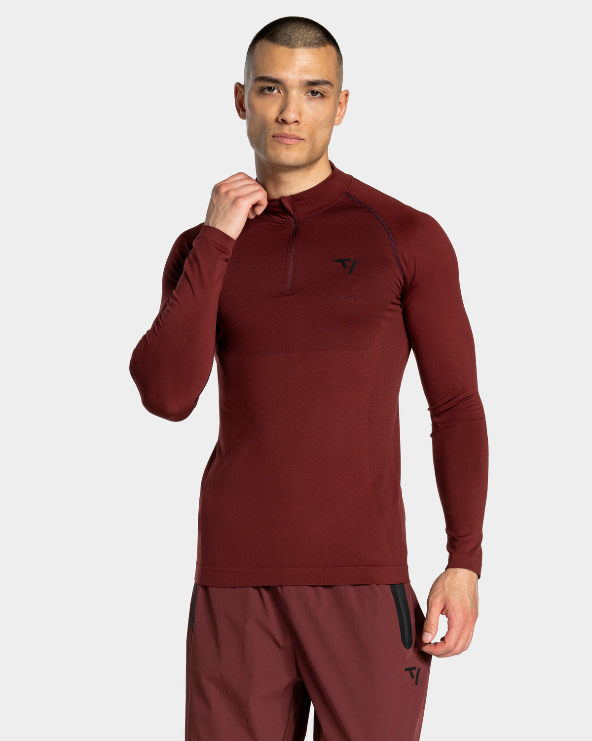 Camiseta de manga larga Workout Seamless Half Zip «merlot»