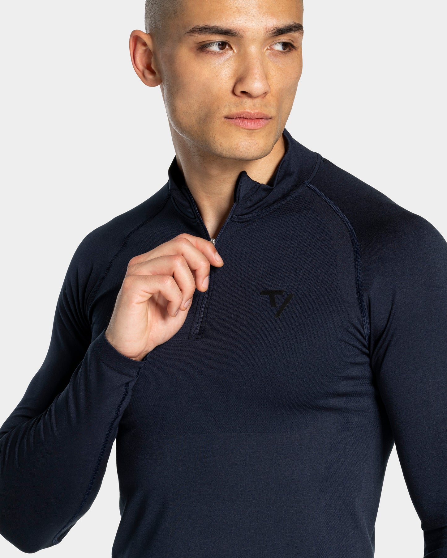 Haut à manches longues demi-zippé Workout sans coutures « Midnight »