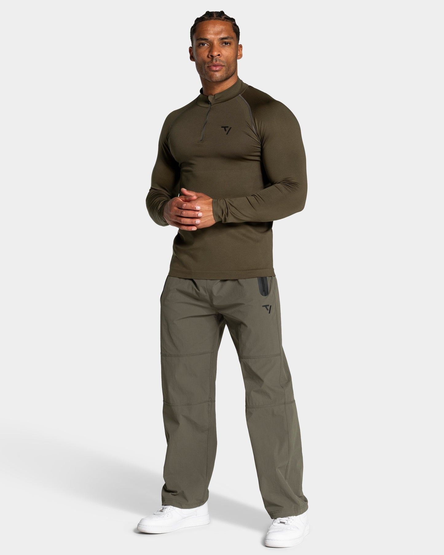 Maglia a manica lunga Workout Seamless Half Zip “Olive"