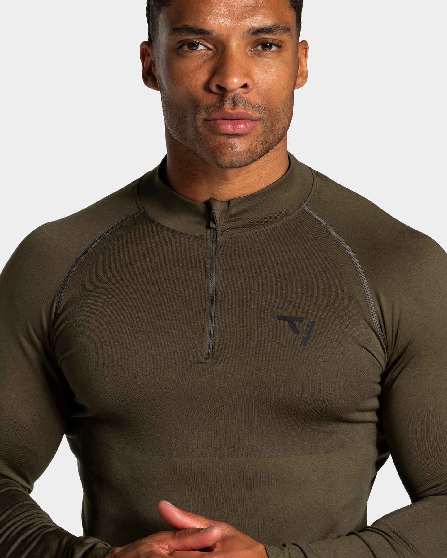 Maglia a manica lunga Workout Seamless Half Zip “Olive"