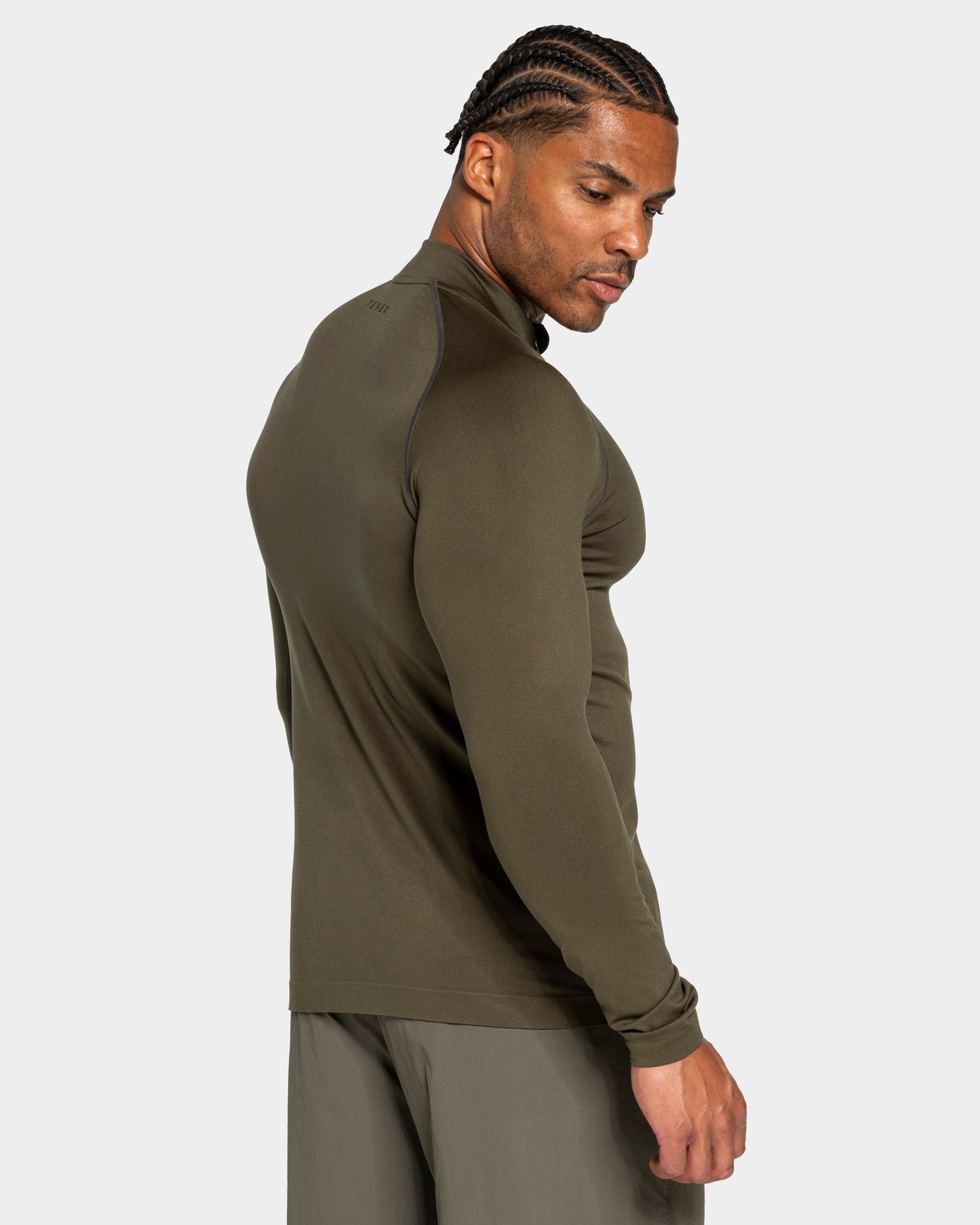 Maglia a manica lunga Workout Seamless Half Zip “Olive"
