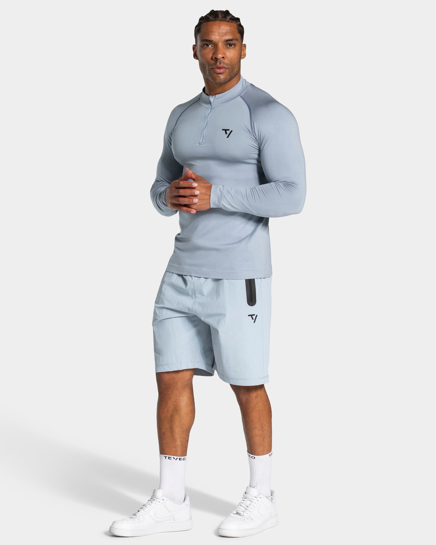 Workout Seamless Half Zip Longsleeve ‘Steel Blue’