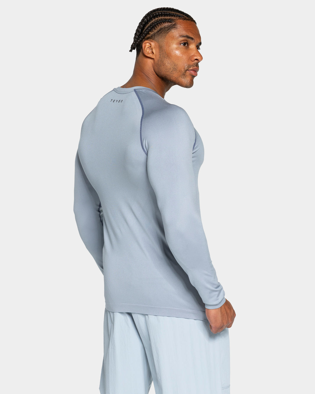 Camiseta de manga larga Workout Seamless «azul acero»
