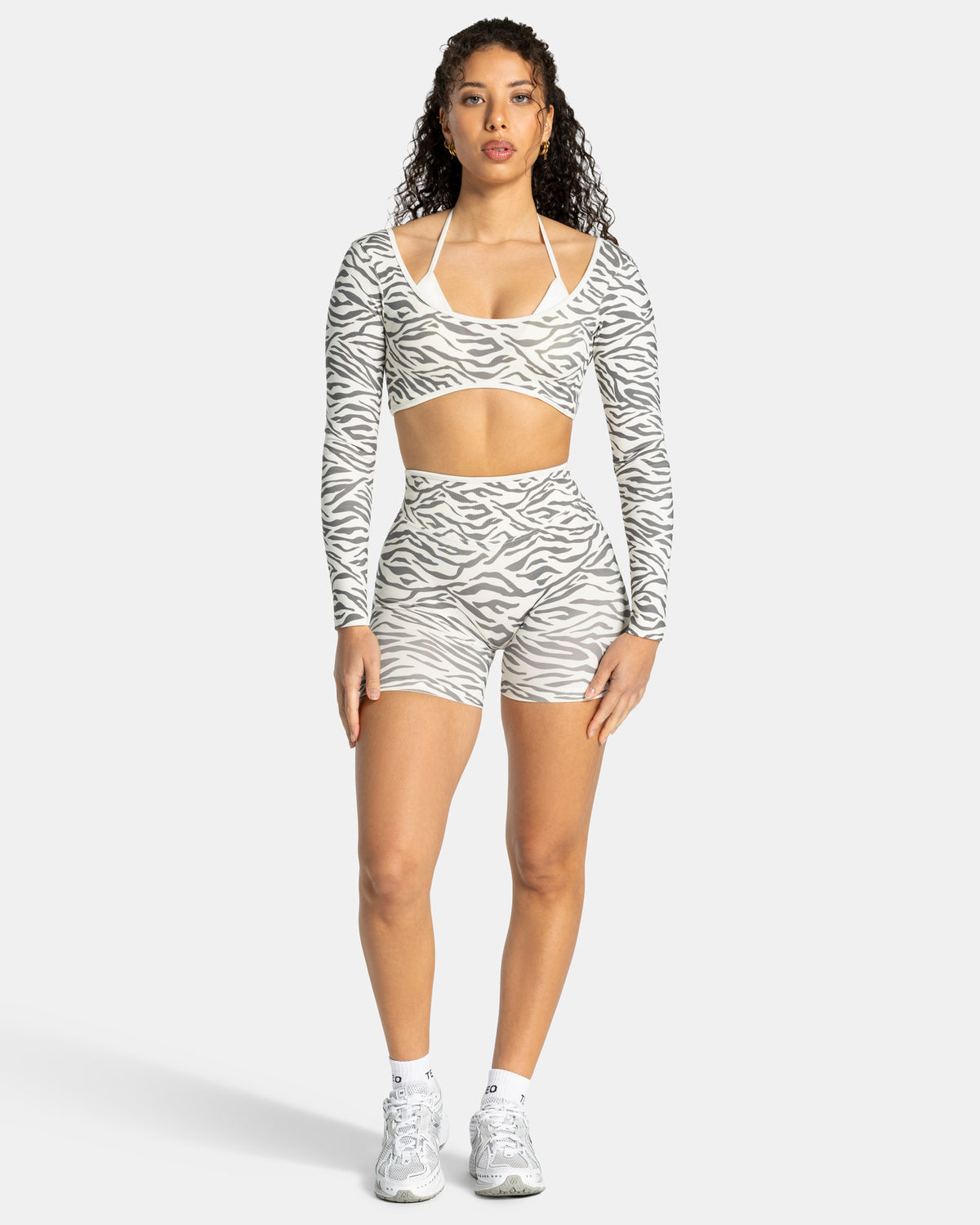 Shorts Contrastline Sculpt Scrunch “Stampa zebrata nel colore Off White"