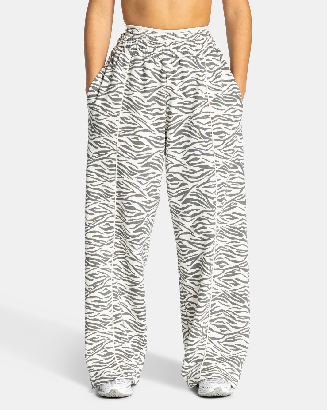 Joggers Contrastline Wide Leg “Stampa zebrata nel colore Off White"