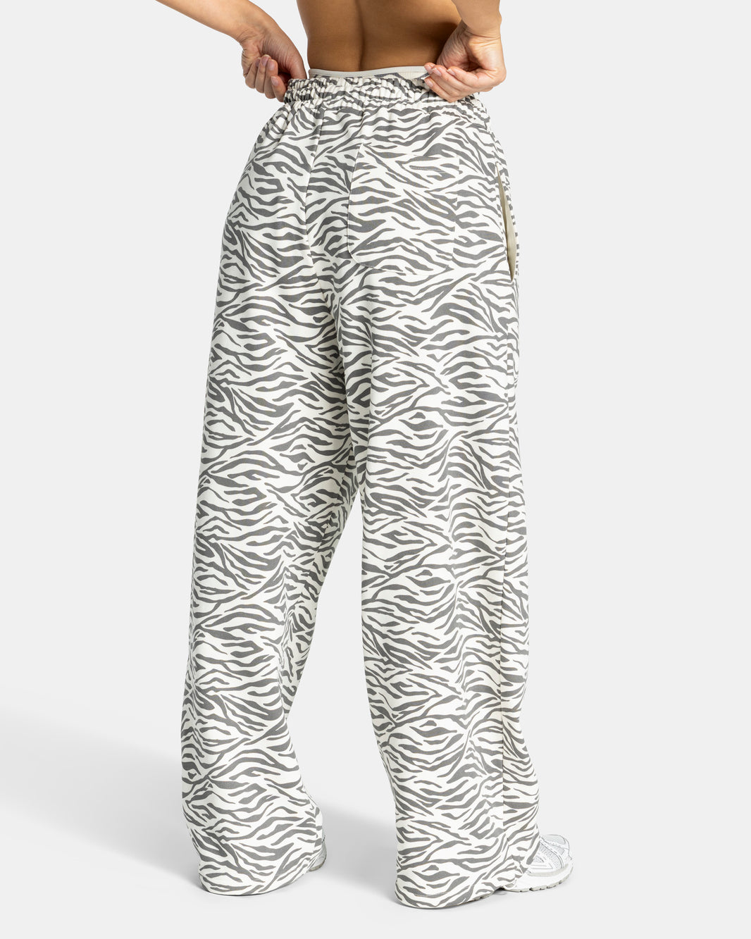 Joggers Contrastline Wide Leg “Stampa zebrata nel colore Off White"