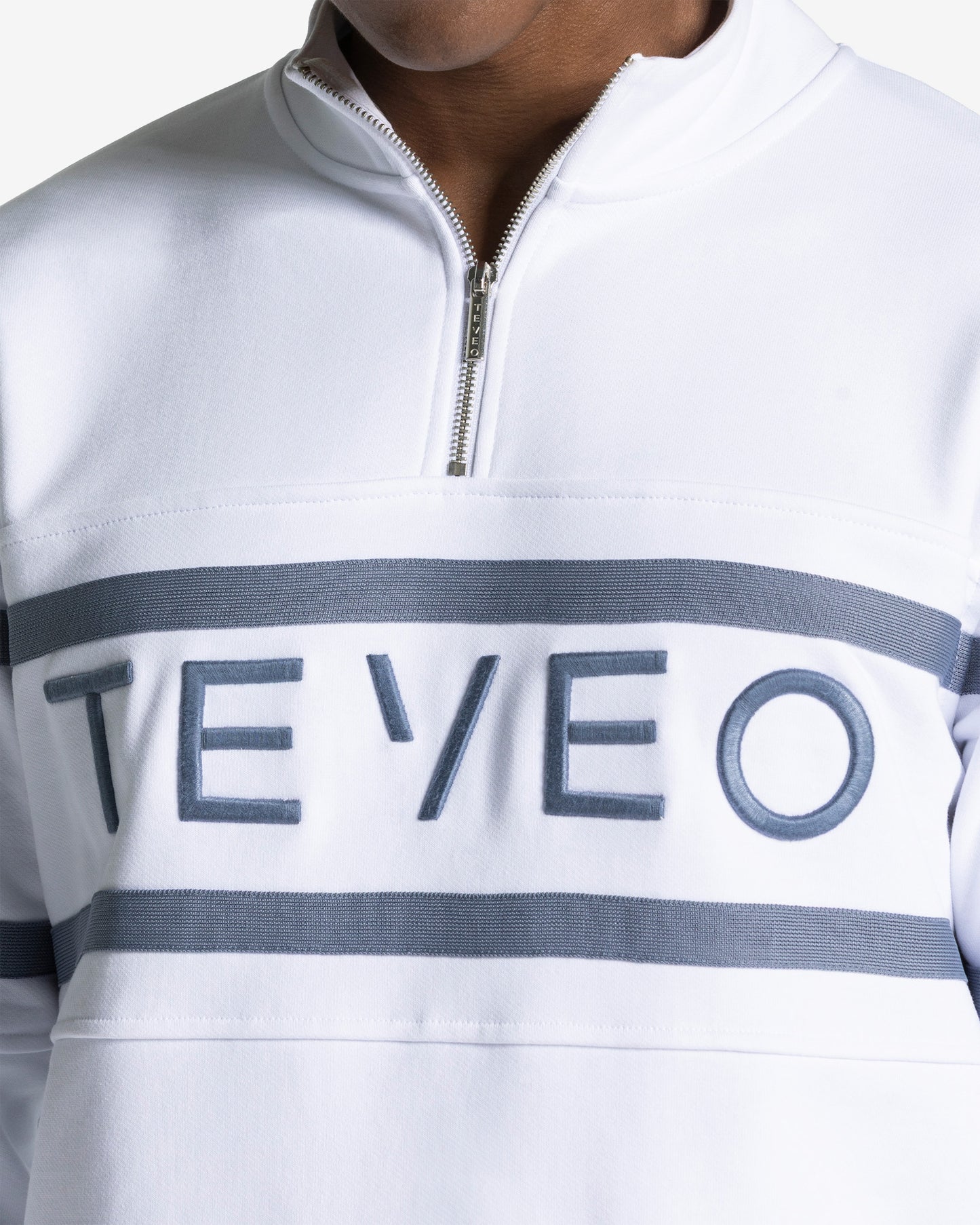 Sweat-shirt demi-zippé Club « blanc-bleu-acier »